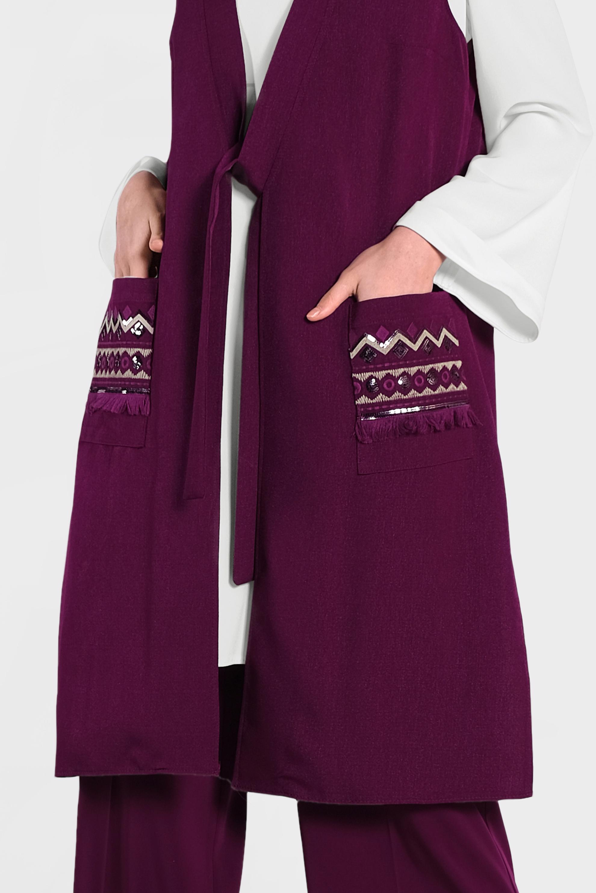 Tesettür giyim MOR İŞLEMELİ İKİLİ TUNİK 4437