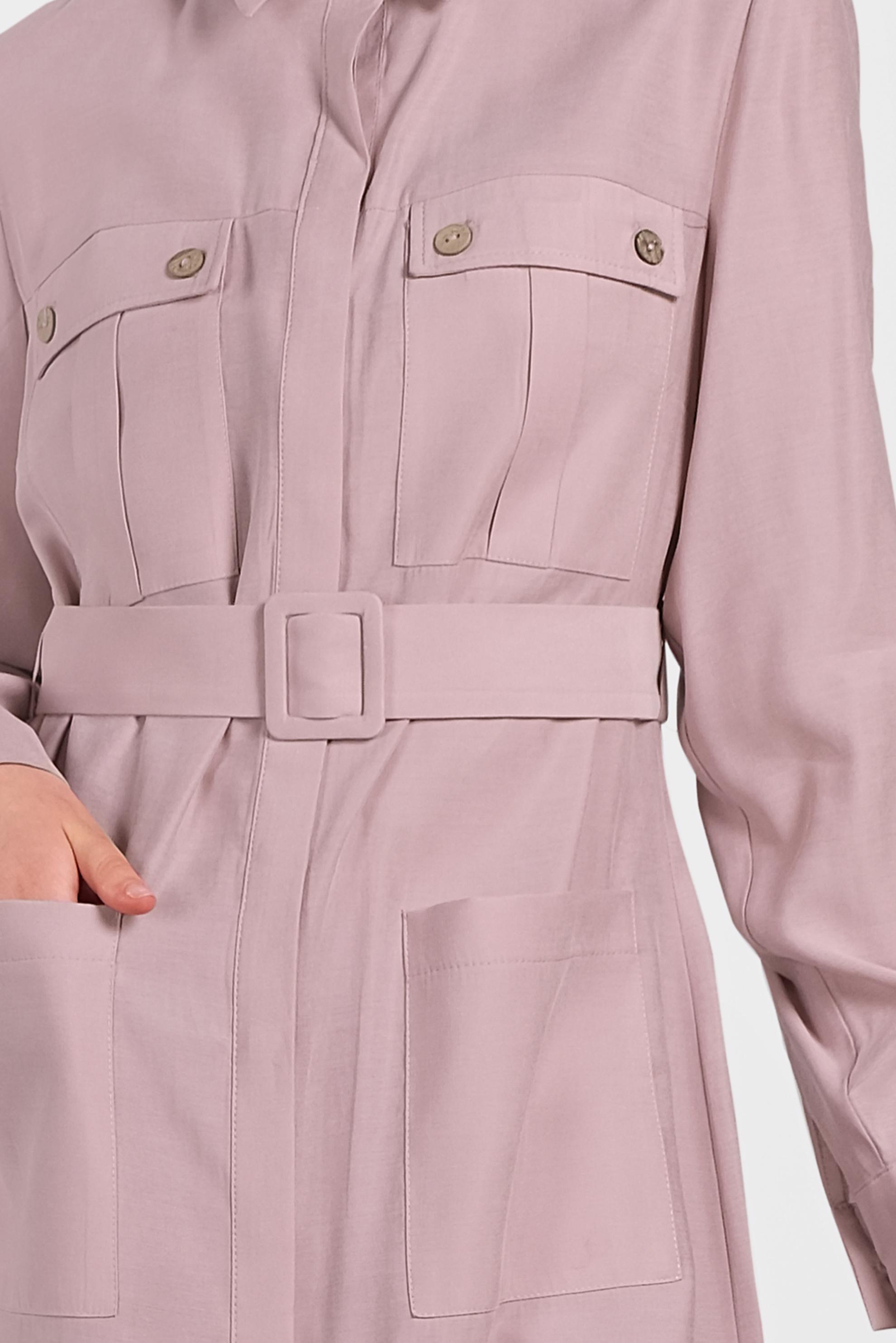 Tesettür giyim PUDRA CEPLİ KEMERLİ TUNİK 4450