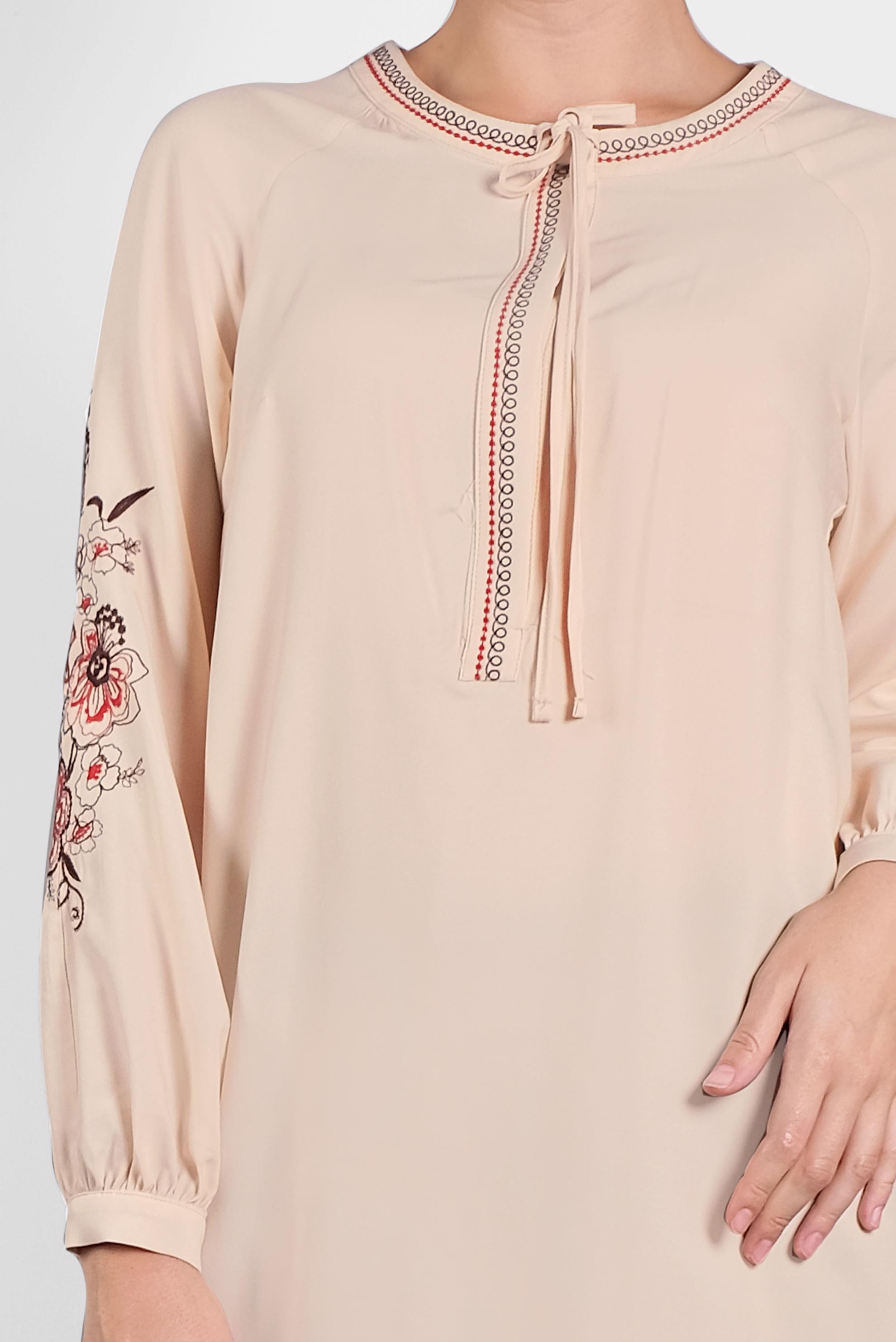 Tesettür giyim BEJ KOLLARI NAKIŞLI TUNİK 4453