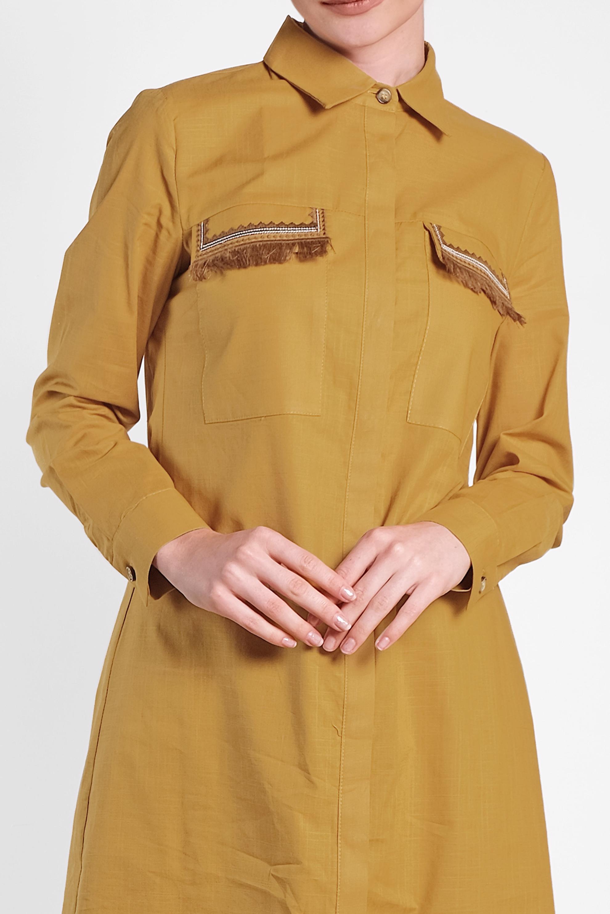 Tesettür giyim SARI CEP DETAYLI TUNİK 4455