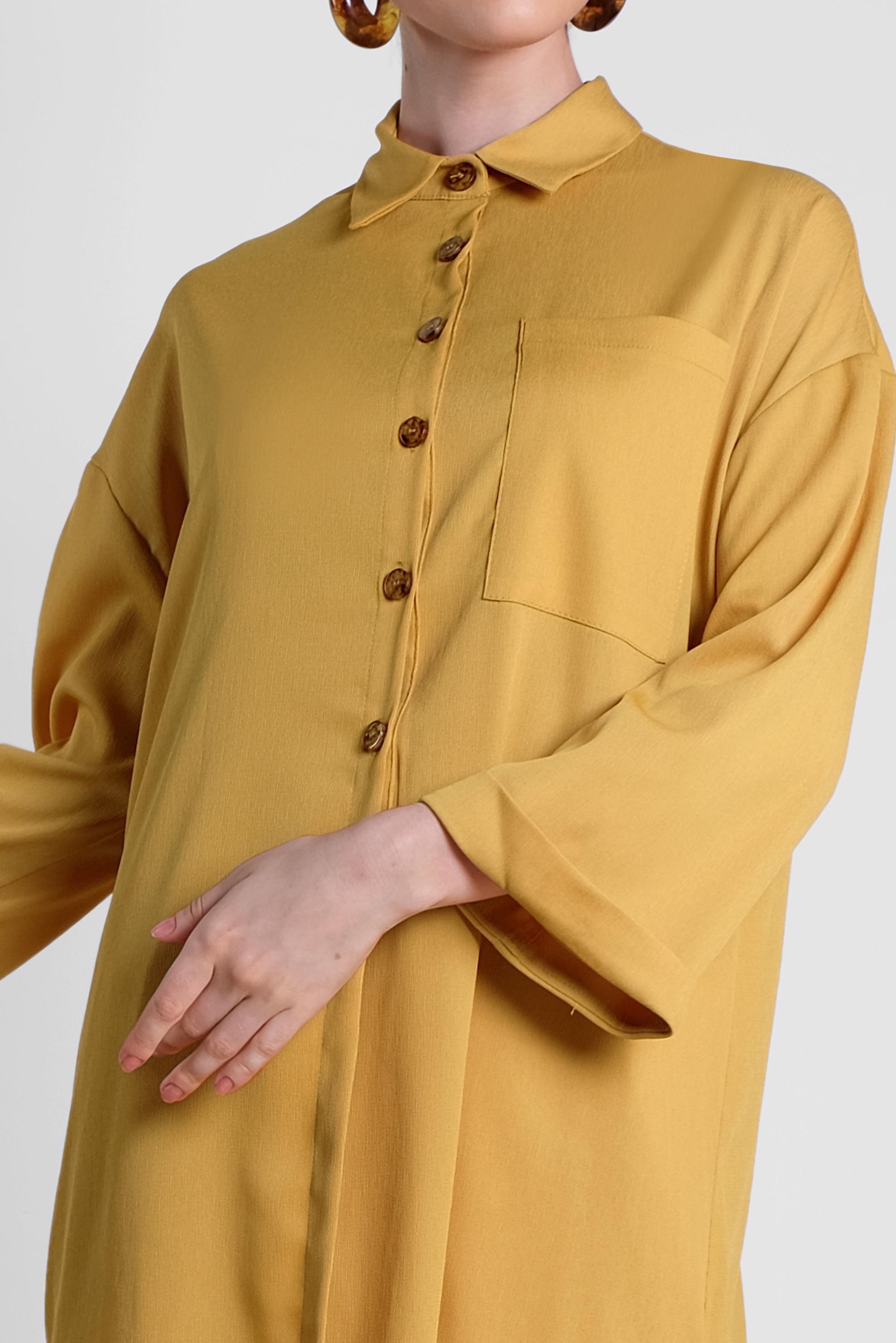 Tesettür giyim SARI ASİMETRİK KESİM TUNİK 4458