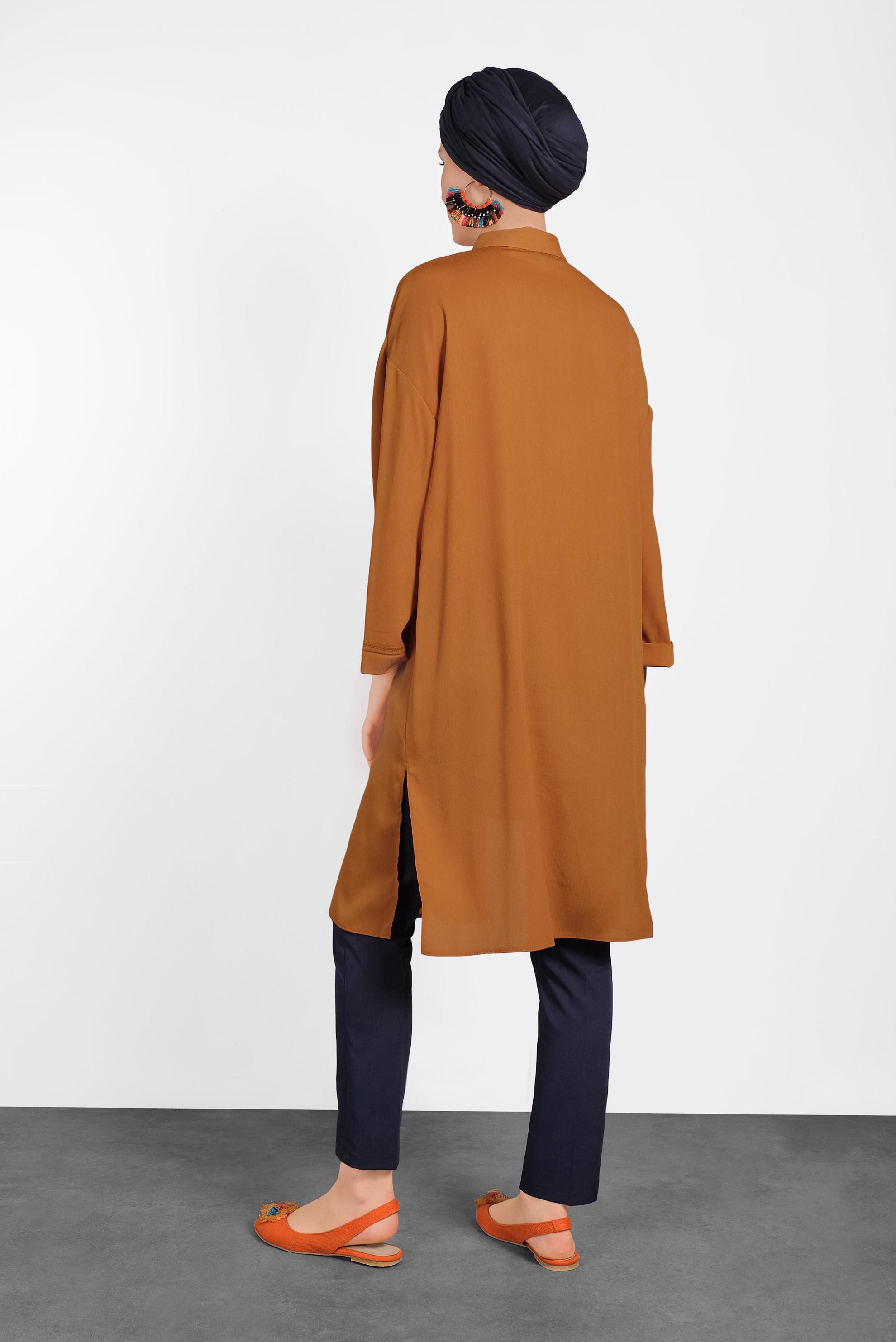 Tesettür giyim SARI ASİMETRİK KESİM TUNİK 4458