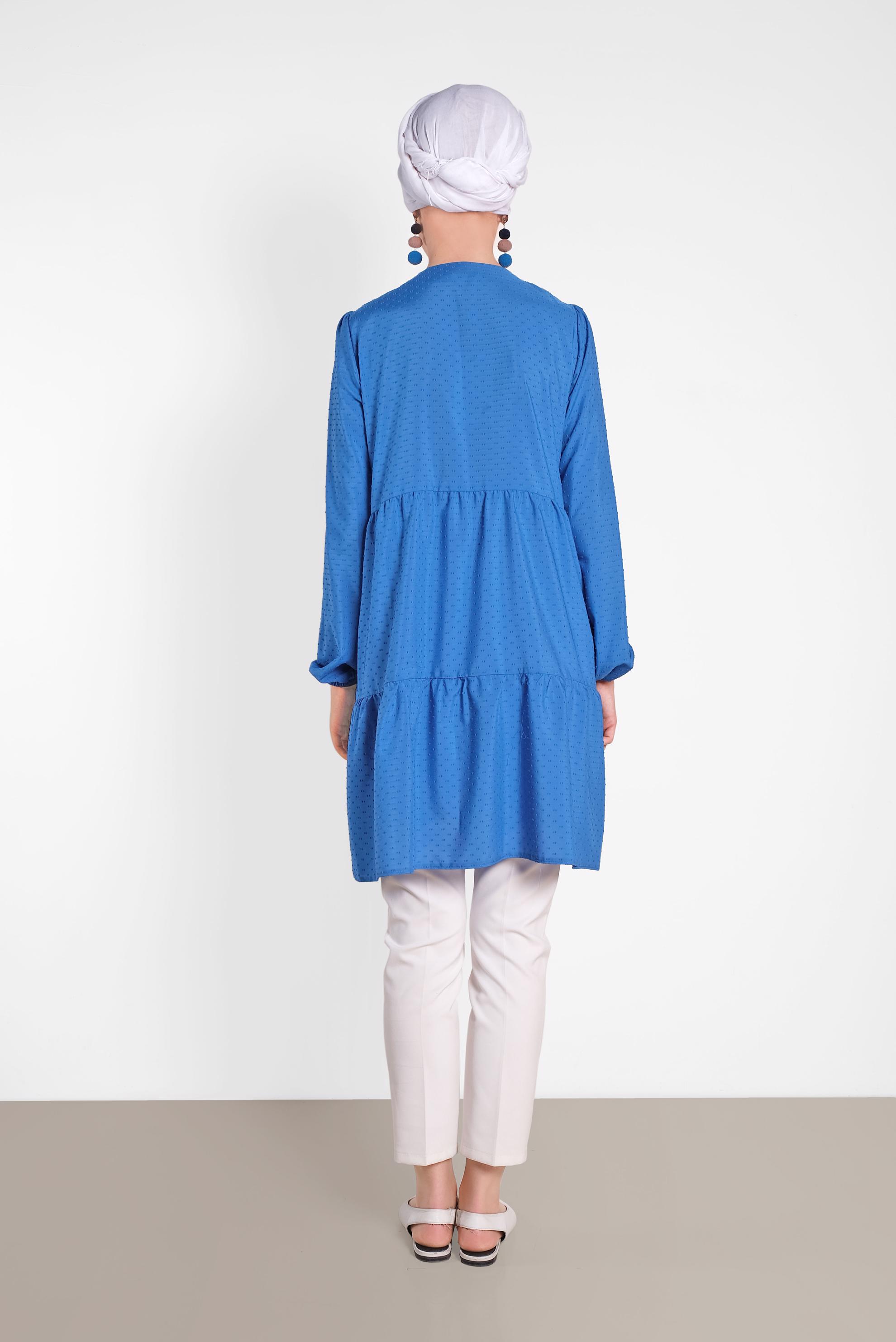 Tesettür giyim LACİVERT KOLLARI LASTİKLİ TUNİK 4470