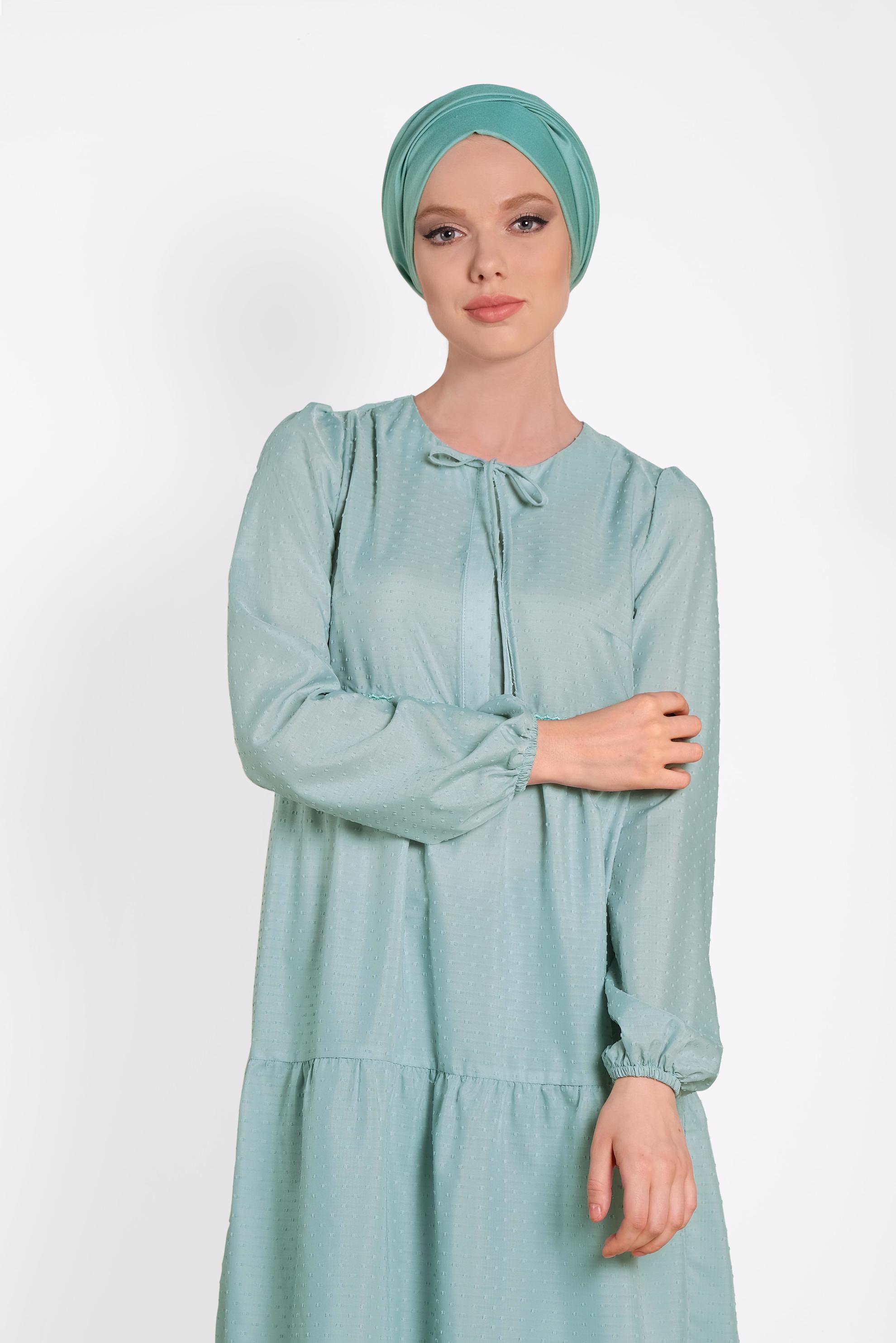 Tesettür giyim MAVİ KOLLARI LASTİKLİ TUNİK 4470