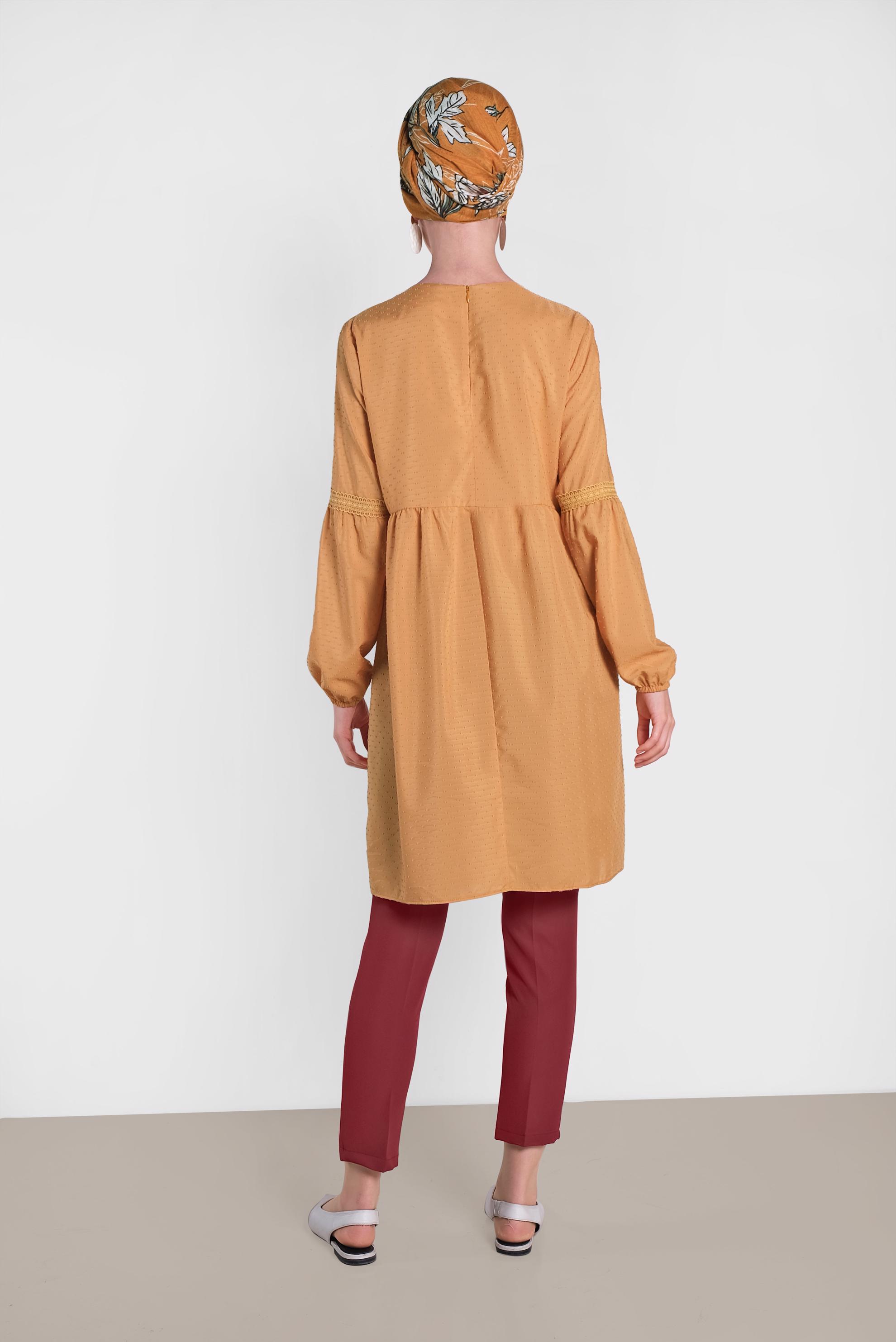 Tesettür giyim SARI BİLEKLERİ LASTİKLİ TUNİK 4471