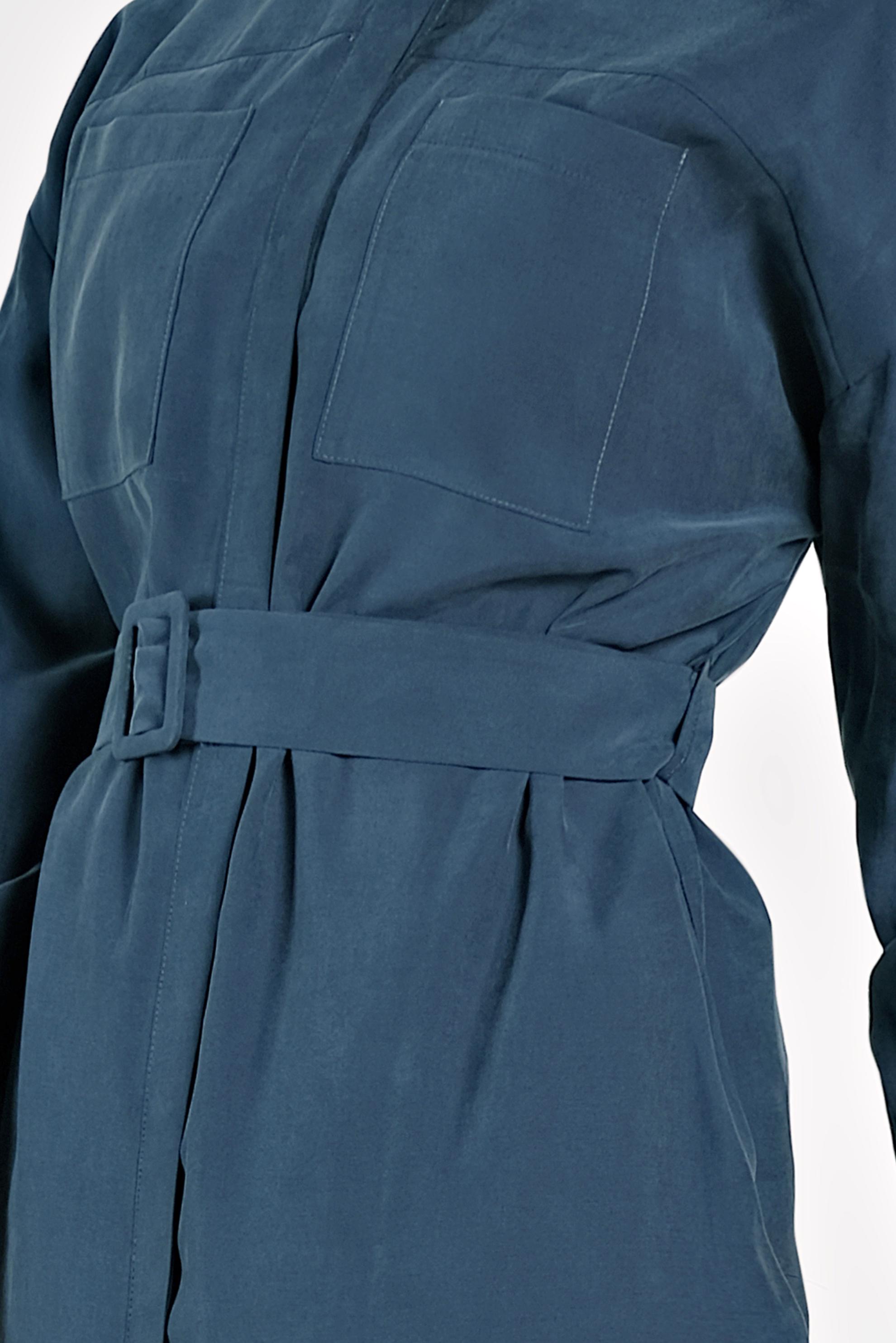 Tesettür giyim LACİVERT SIRTI PÜSKÜL DETAYLI KUŞAKLI TUNİK 4473