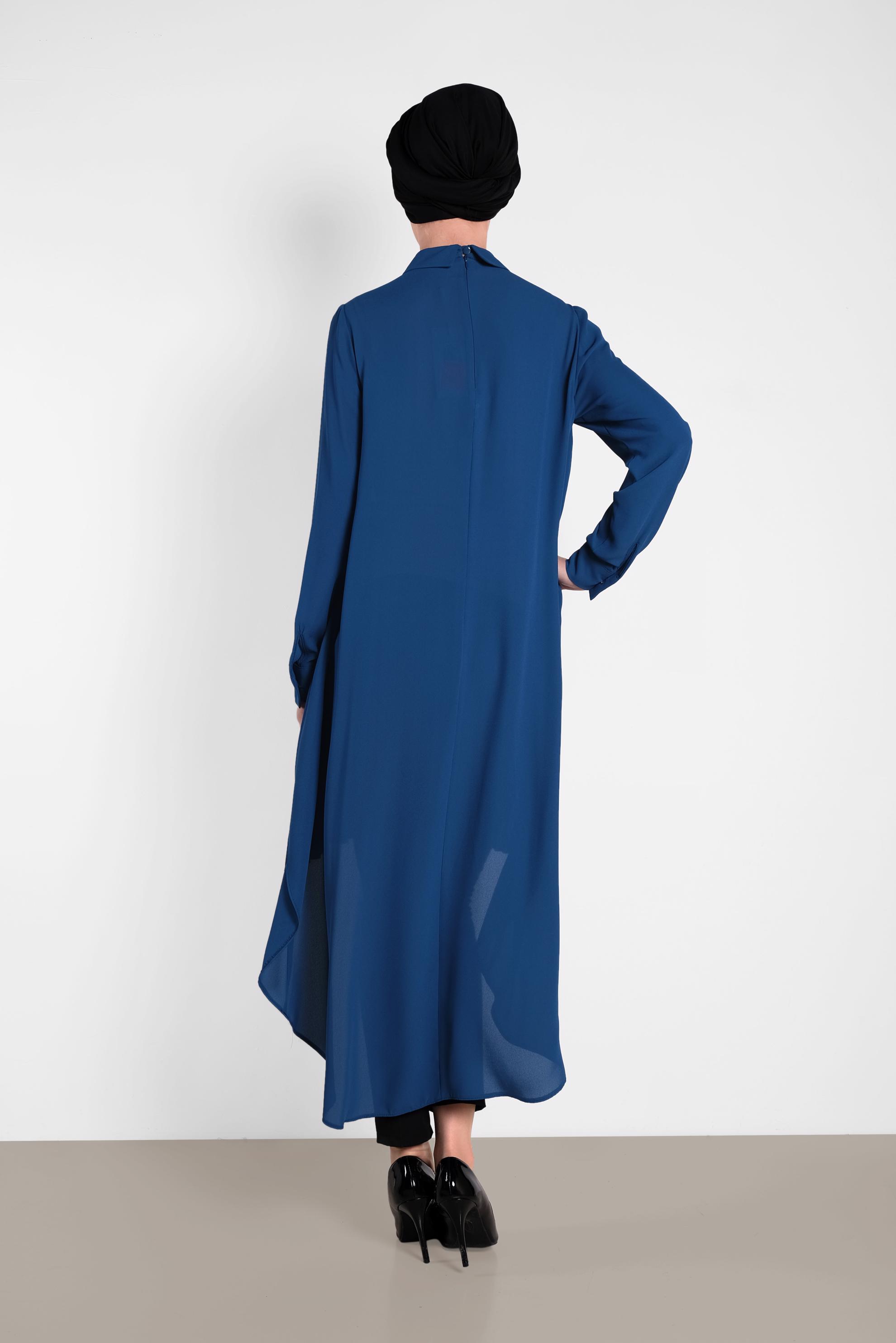 Tesettür giyim LACİVERT PİLİSELİ ŞİFON TUNİK 4474