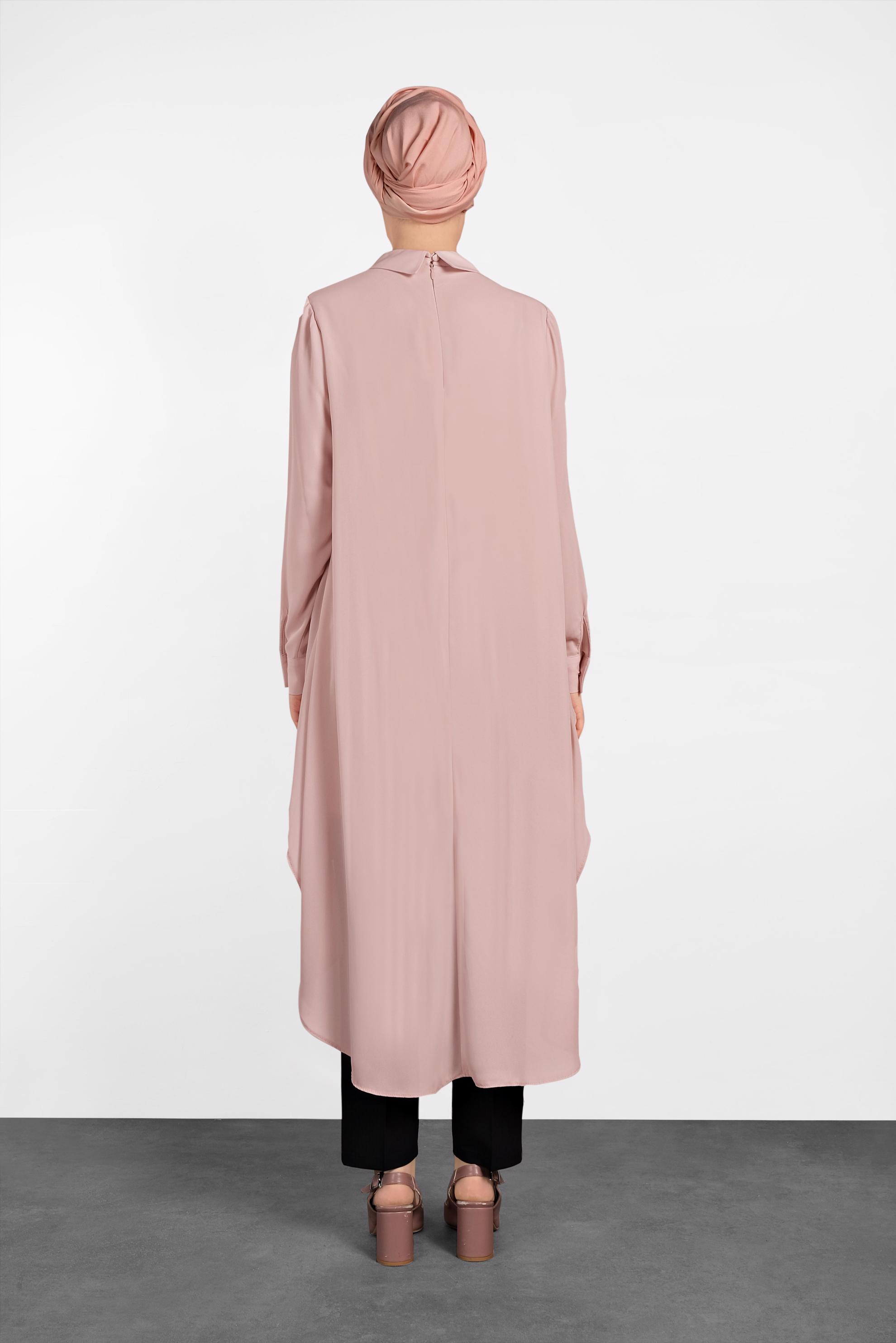Tesettür giyim PUDRA PİLİSELİ ŞİFON TUNİK 4474