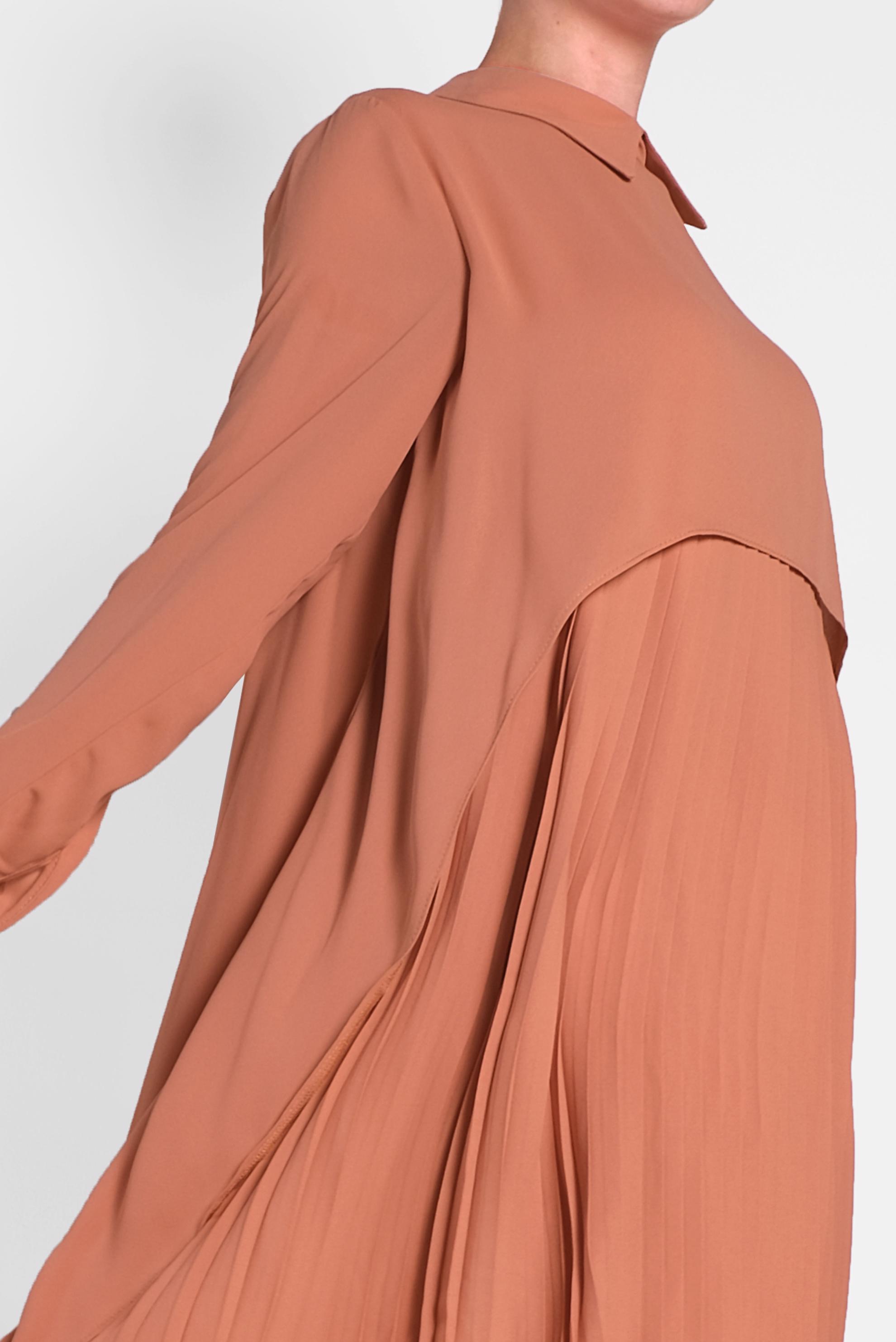 Tesettür giyim KAHVE PİLİSELİ ŞİFON TUNİK 4474