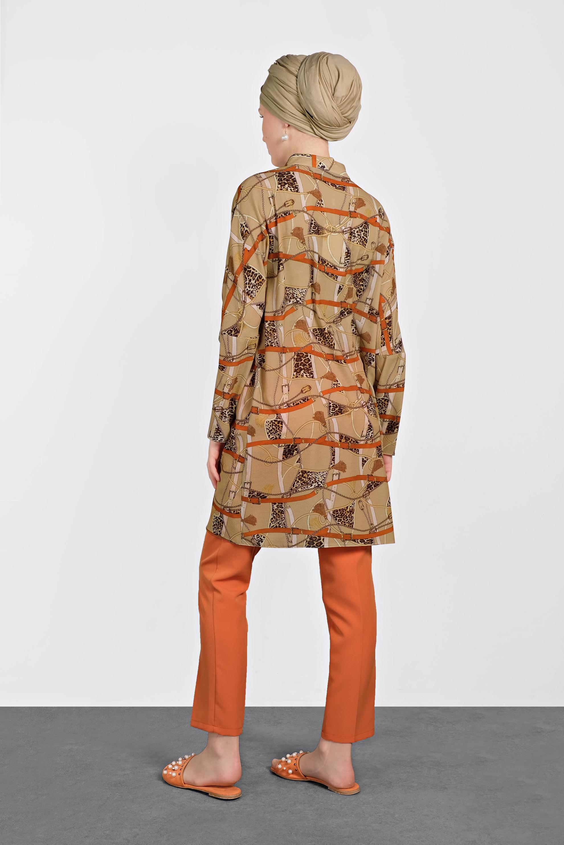 Tesettür giyim KAHVE MİX DESENLİ TUNİK 4492