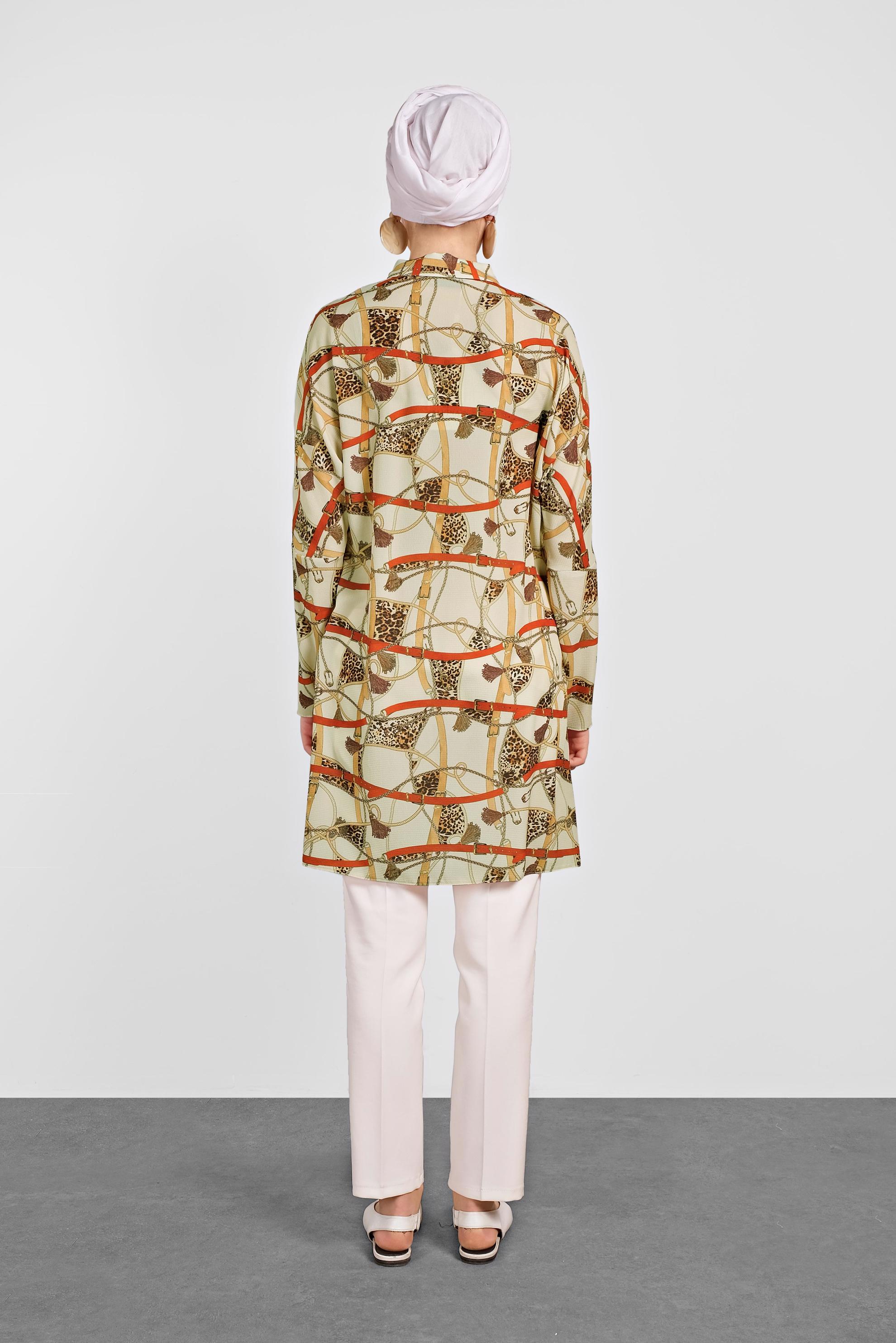 Tesettür giyim BEJ MİX DESENLİ TUNİK 4492