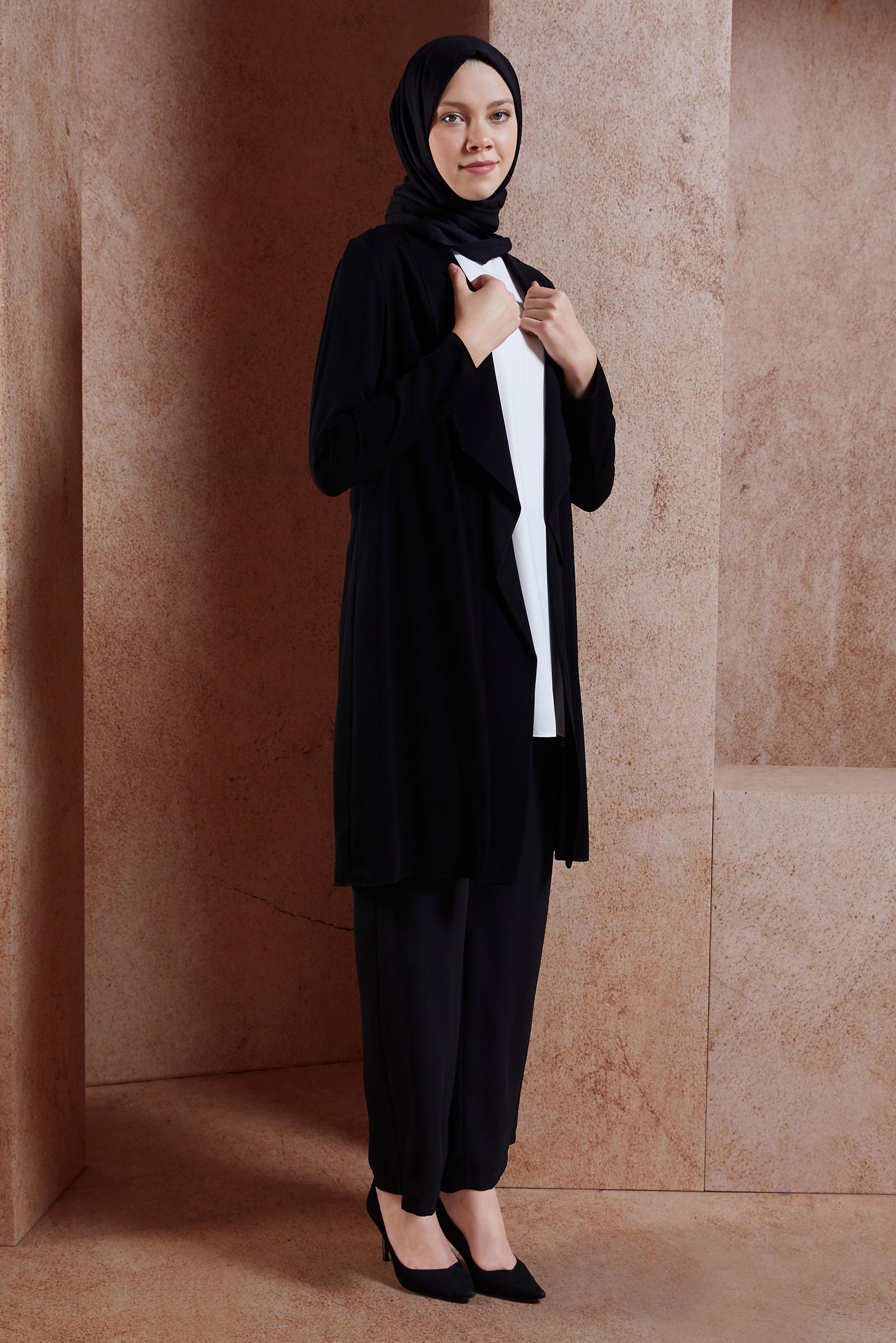 Hijab clothing BLACK SEQUINED TUNIC WITH JACKET 4516