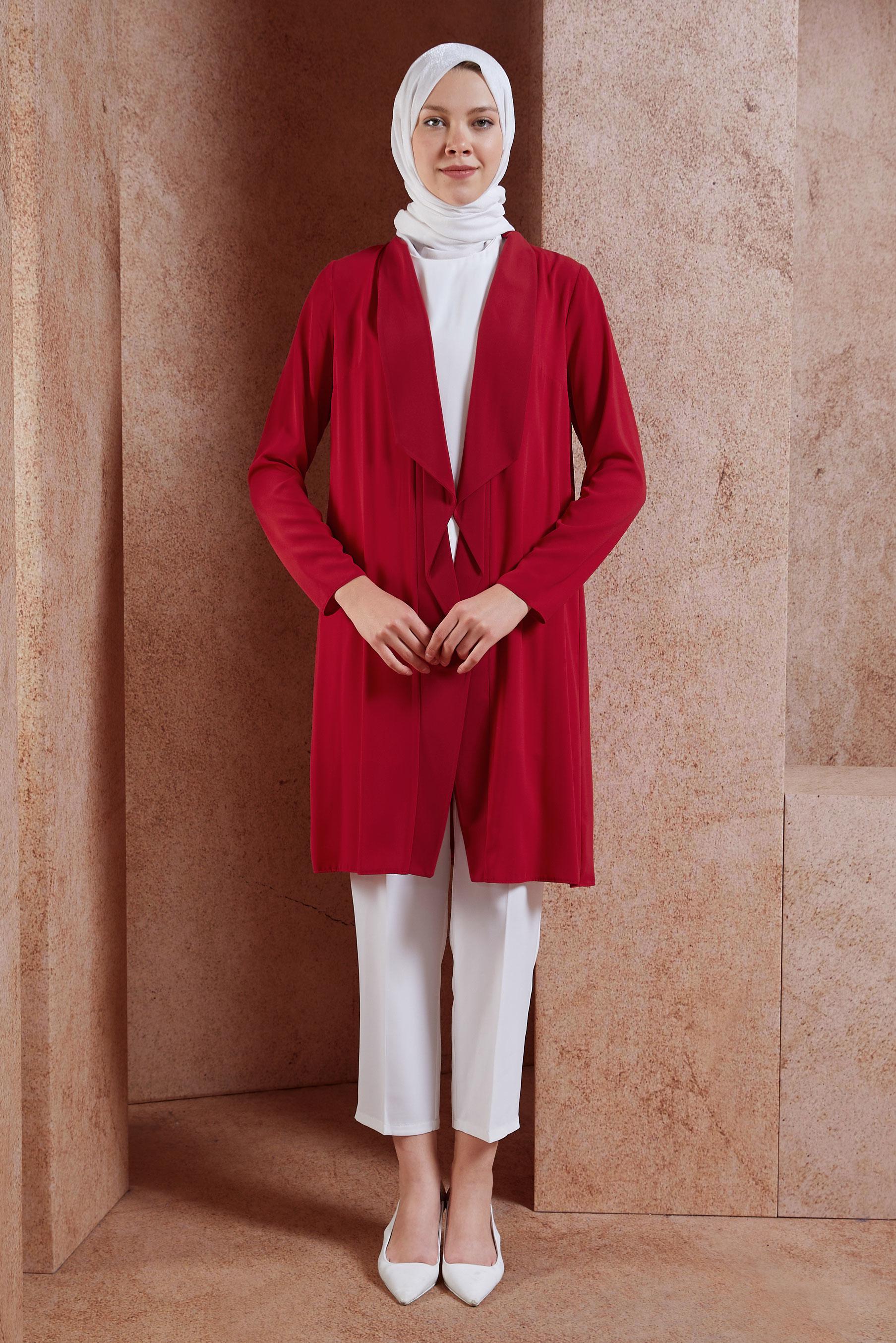 Hijab clothing RED SEQUINED TUNIC WITH JACKET 4516