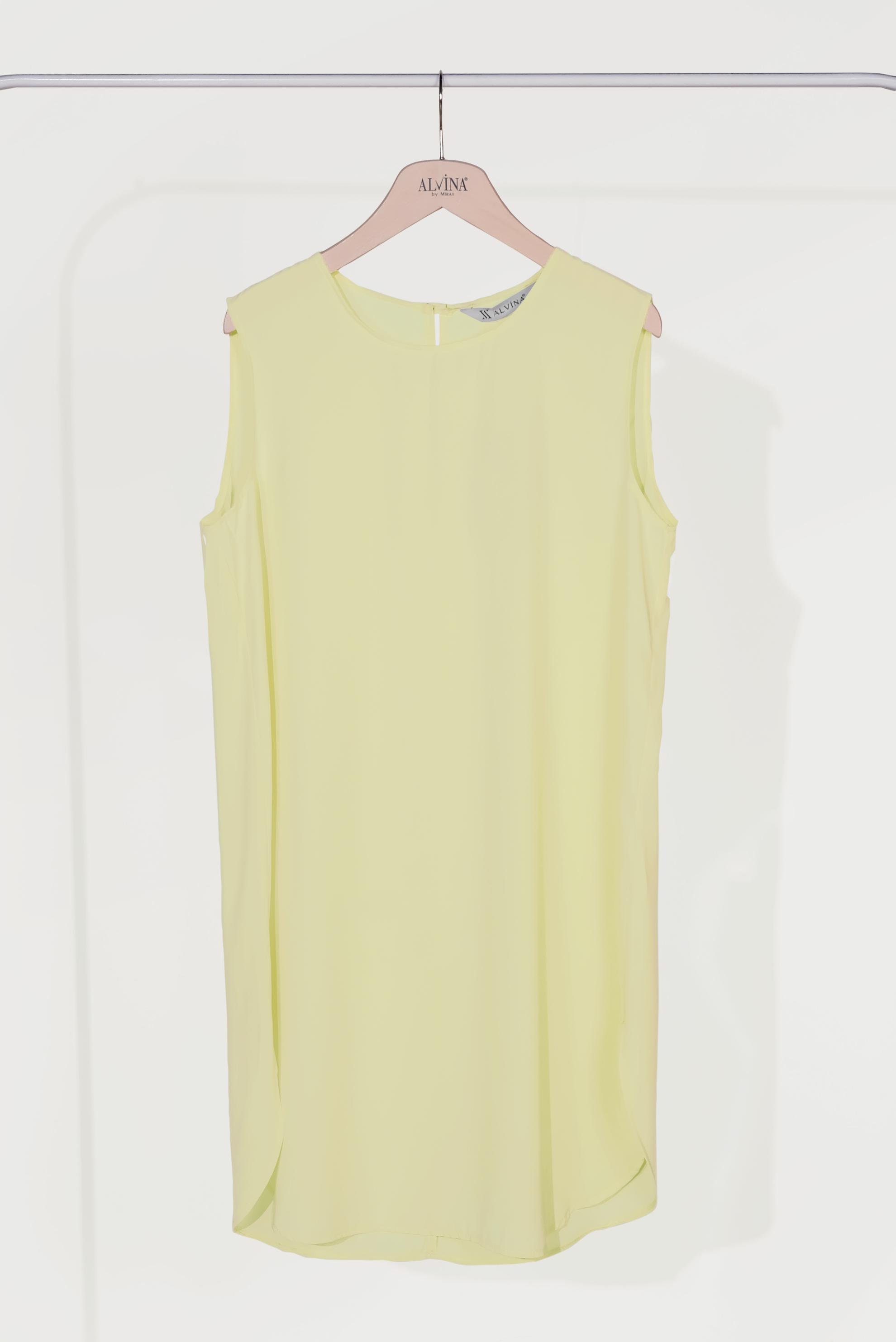 Tesettür giyim SARI SIFIR KOL DÖKÜMLÜ TUNİK 4528