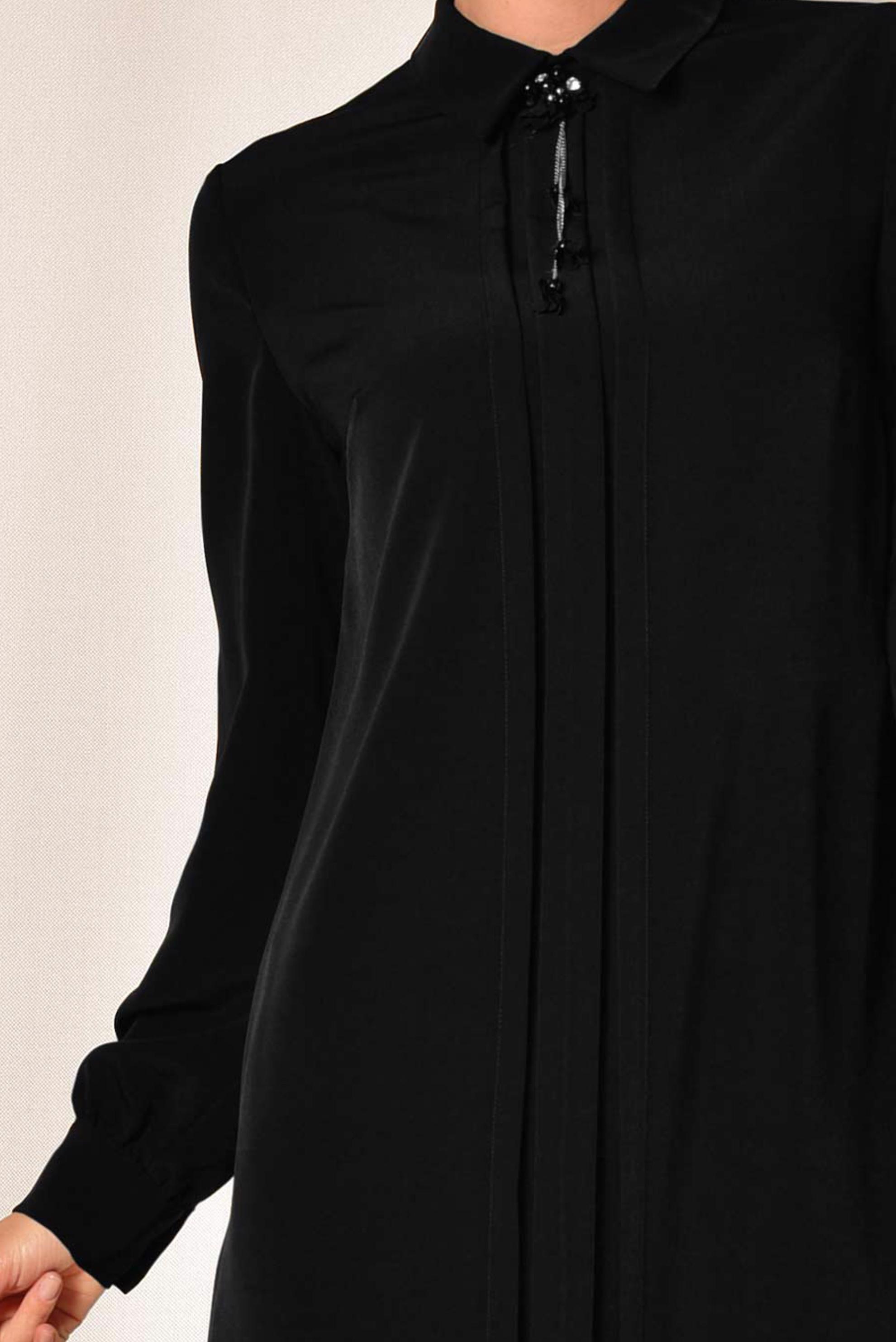 Tesettür giyim SİYAH ARKADAN FERMUARLI TUNİK 4863