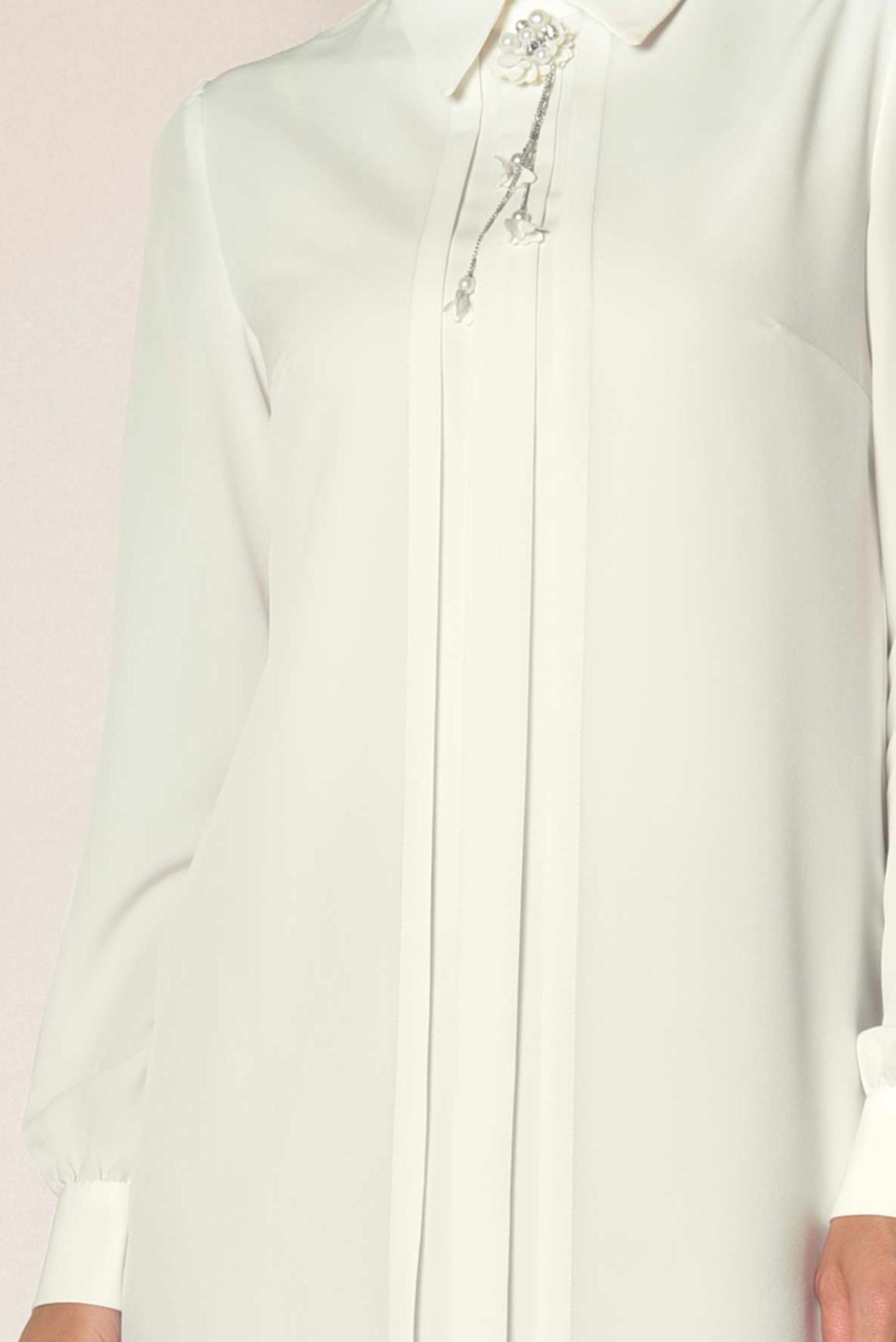 Tesettür giyim BEYAZ ARKADAN FERMUARLI TUNİK 4863