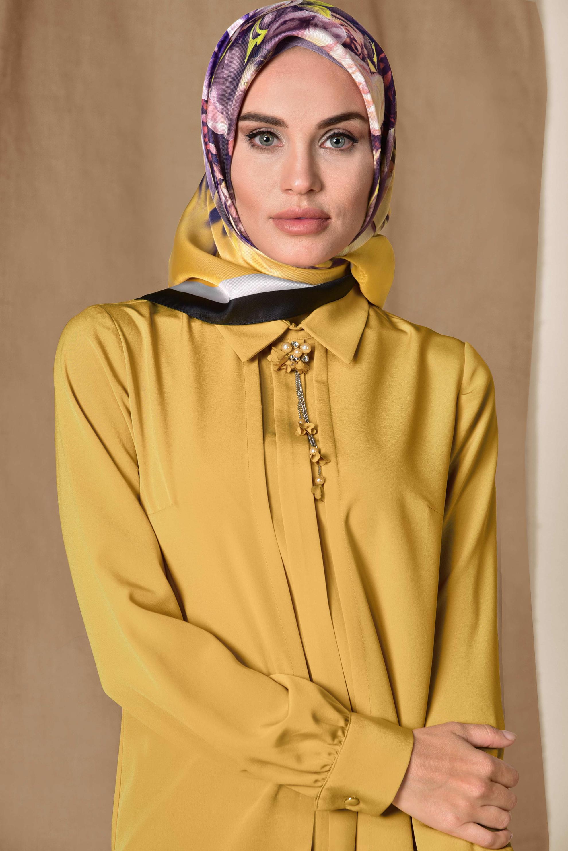 Tesettür giyim KAHVE ARKADAN FERMUARLI TUNİK 4863