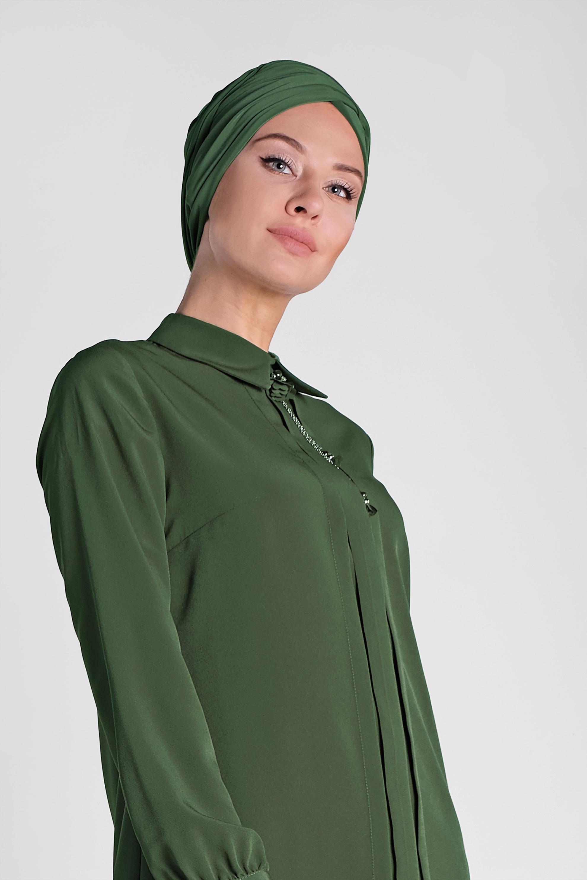 Tesettür giyim HAKİ ARKADAN FERMUARLI TUNİK 4863