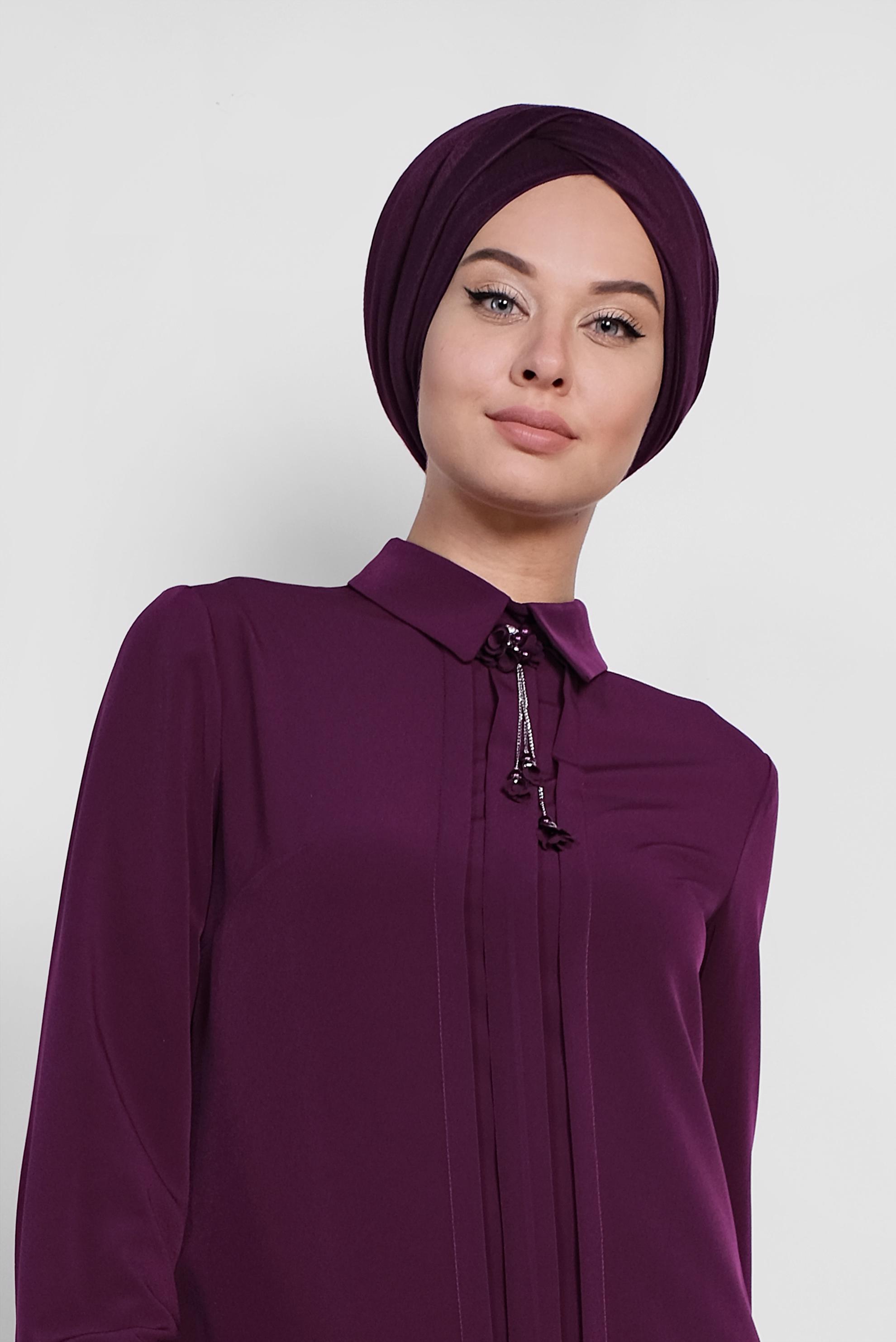 Tesettür giyim MÜRDÜM ARKADAN FERMUARLI TUNİK 4863