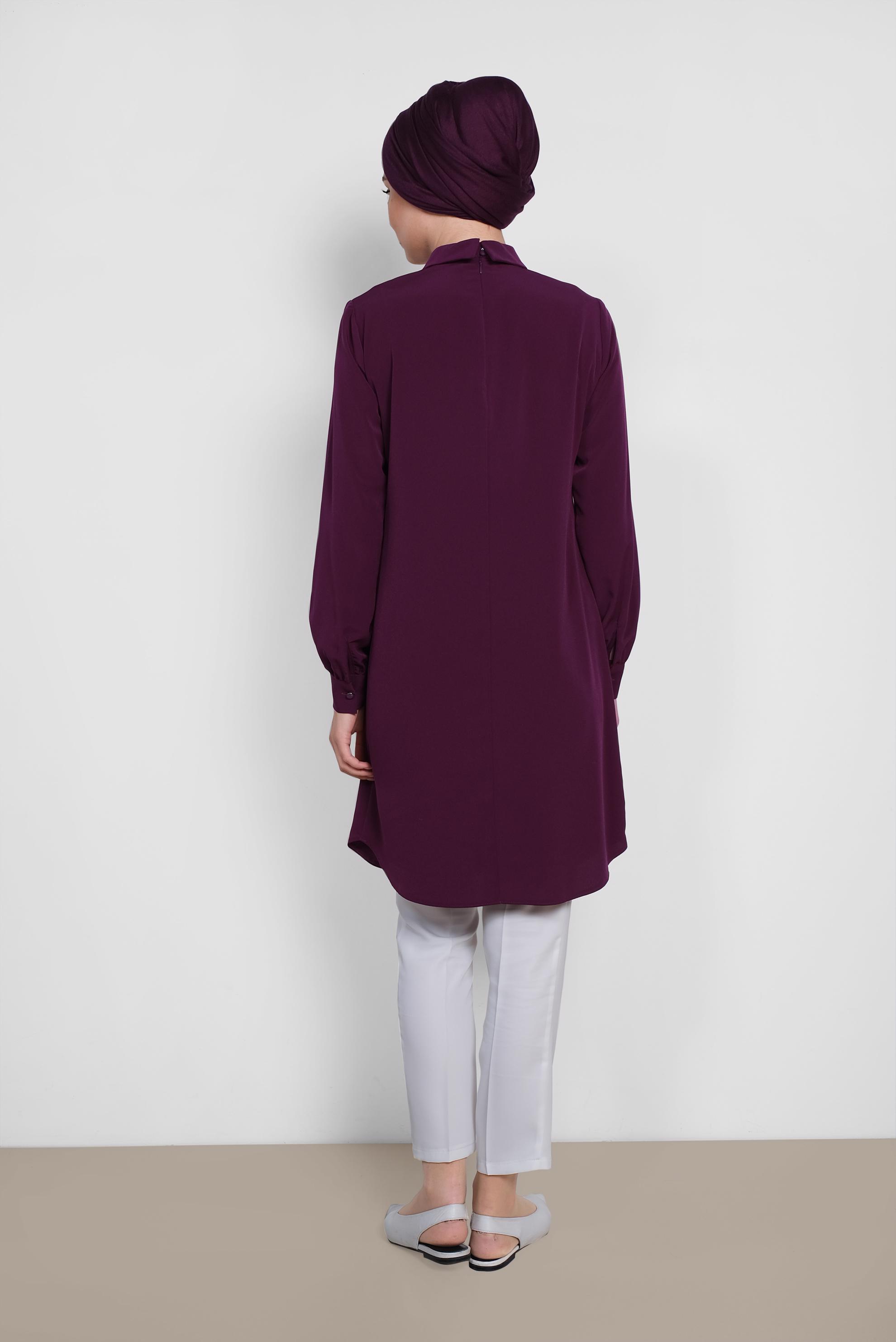 Tesettür giyim MÜRDÜM ARKADAN FERMUARLI TUNİK 4863