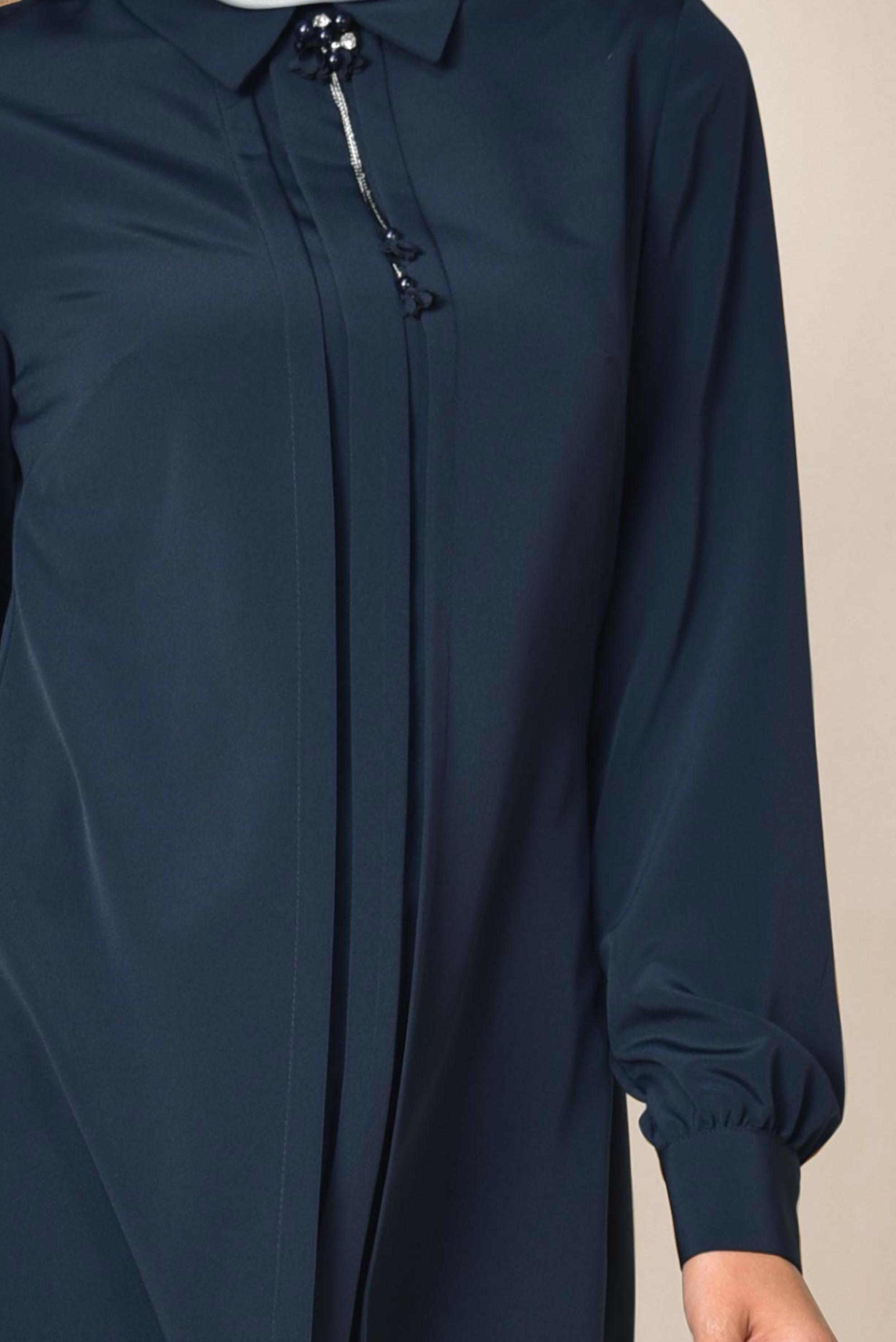 Tesettür giyim LACİVERT ARKADAN FERMUARLI TUNİK 4863