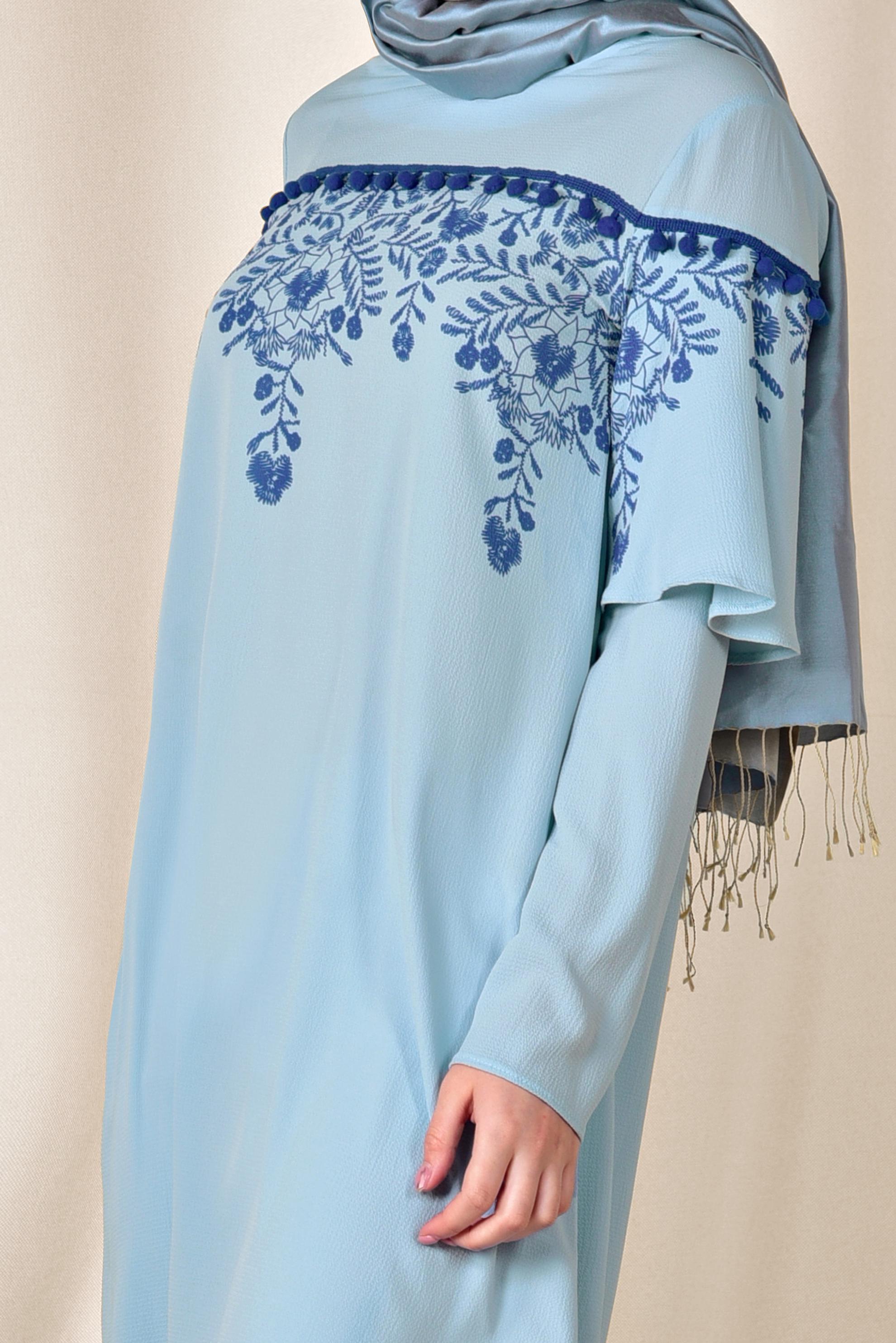 Tesettür giyim MAVİ BASKILI TUNİK 4876