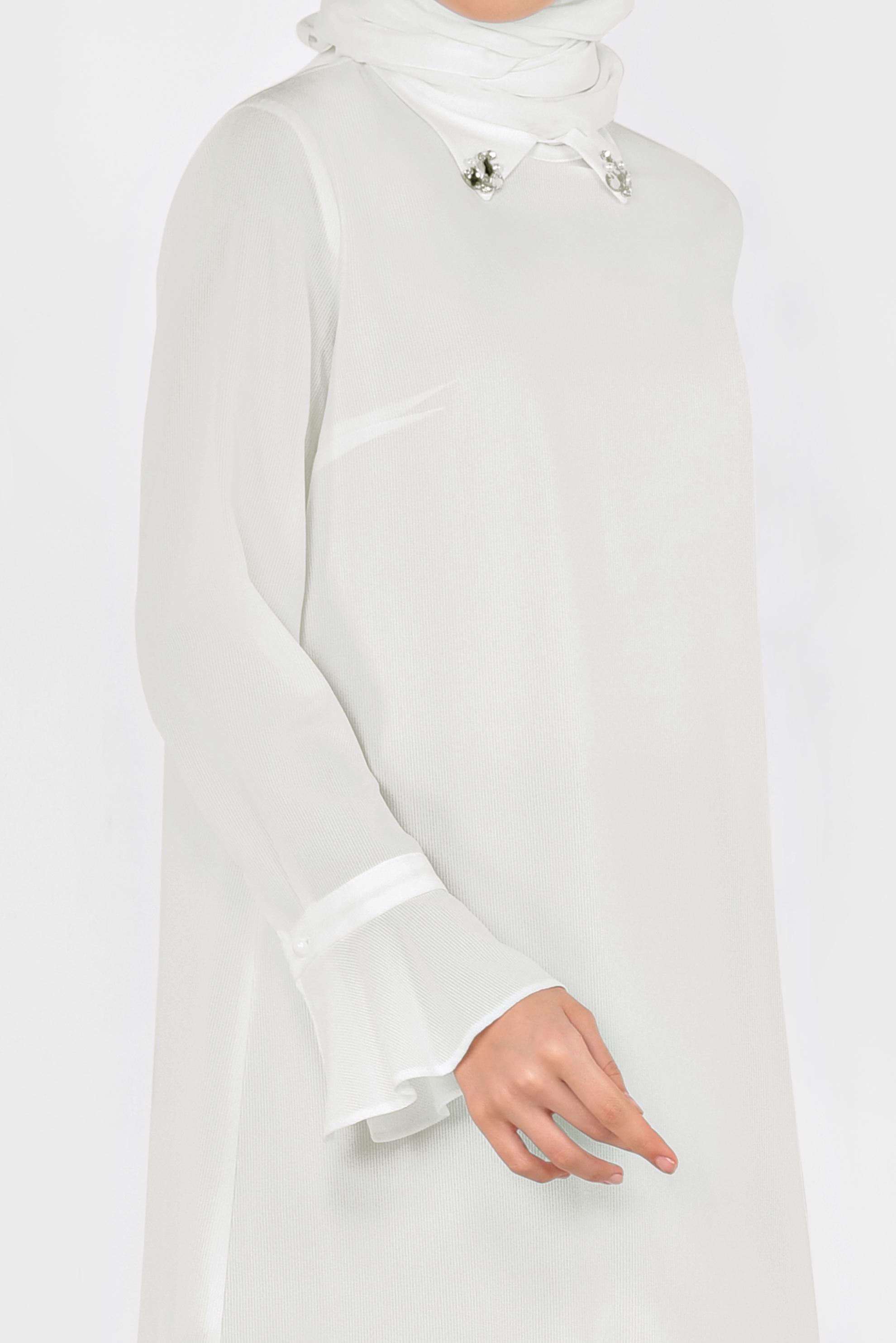 Tesettür giyim BEYAZ YAKASI TAŞLI TUNİK 4879