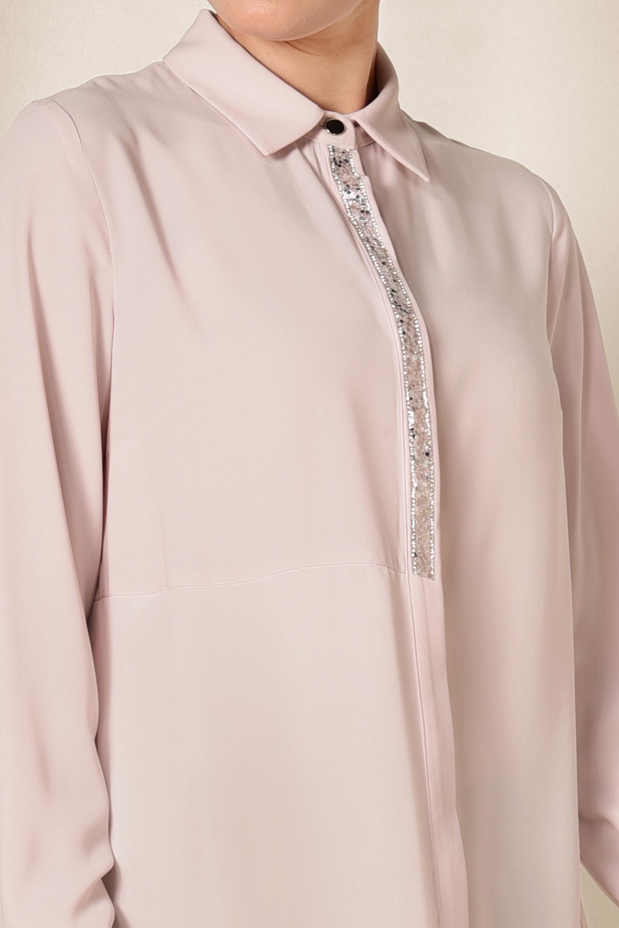 Tesettür giyim PUDRA ŞİFON KLASİK TUNİK 4883