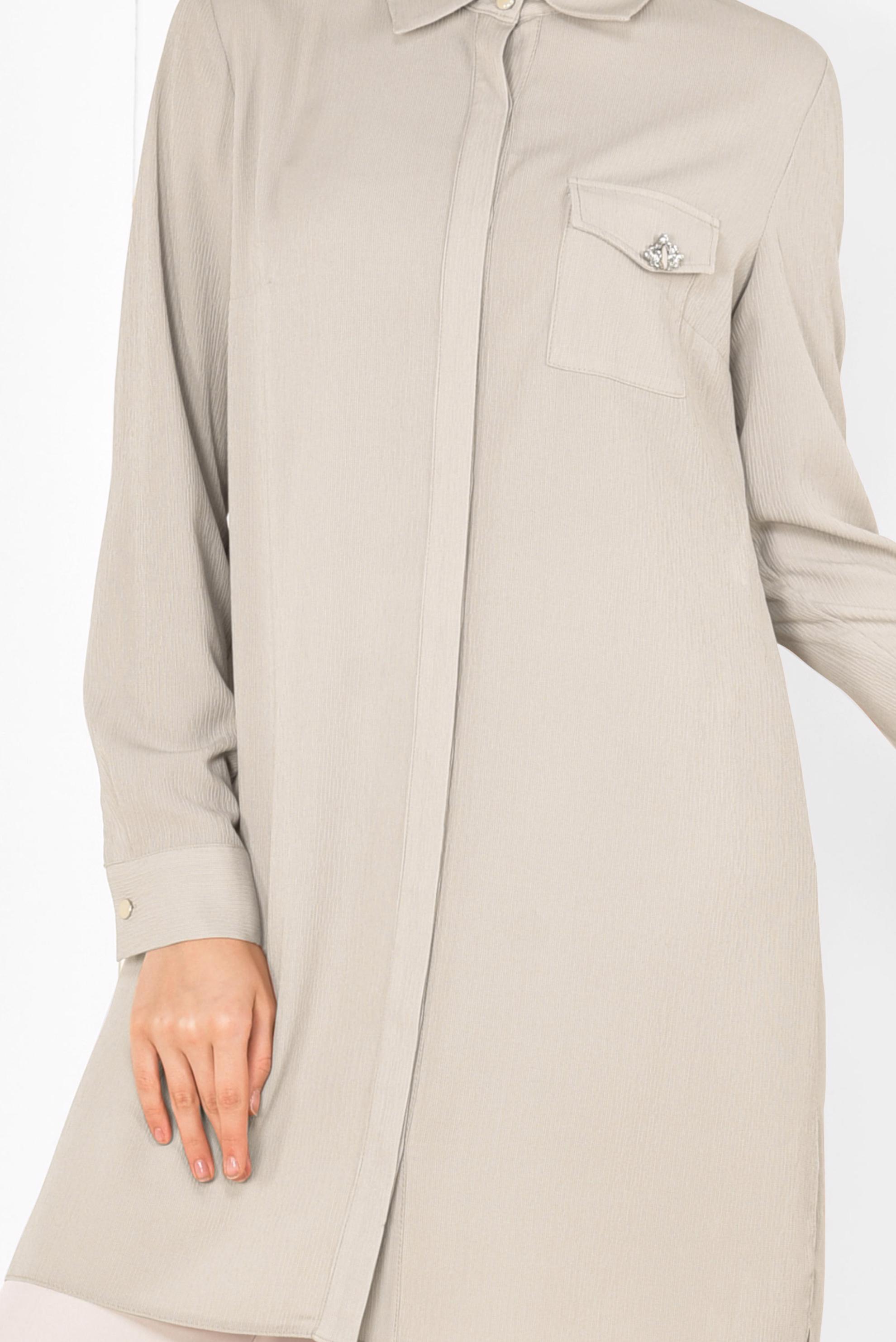 Tesettür giyim BEJ ASİMETRİK KESİM TUNİK 4884