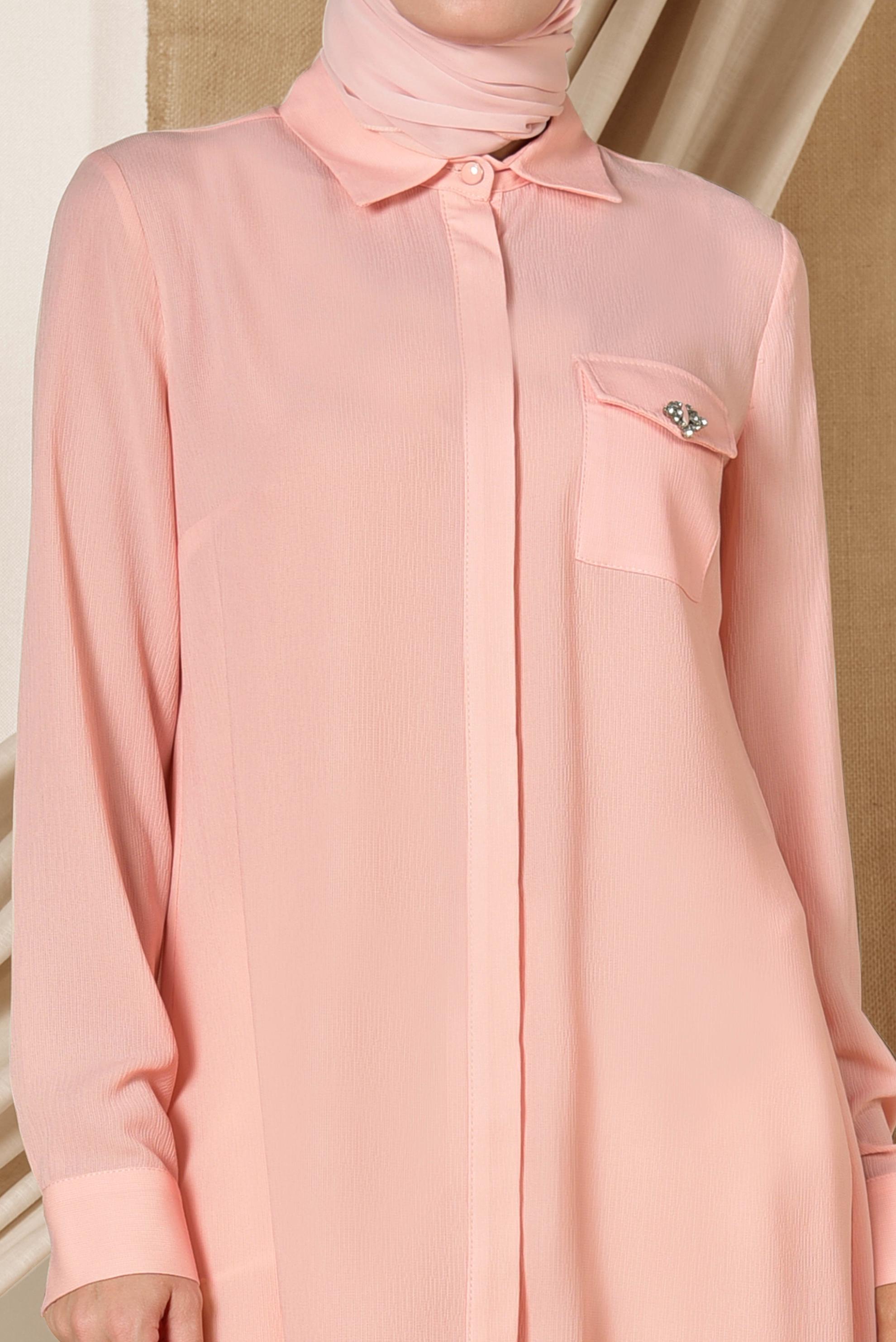 Tesettür giyim PUDRA ASİMETRİK KESİM TUNİK 4884