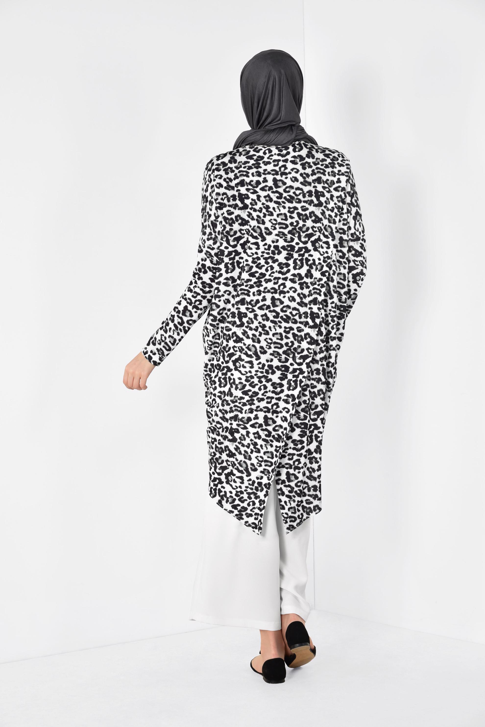 Tesettür giyim SİYAH LEOPAR DESENLİ TUNİK 4918