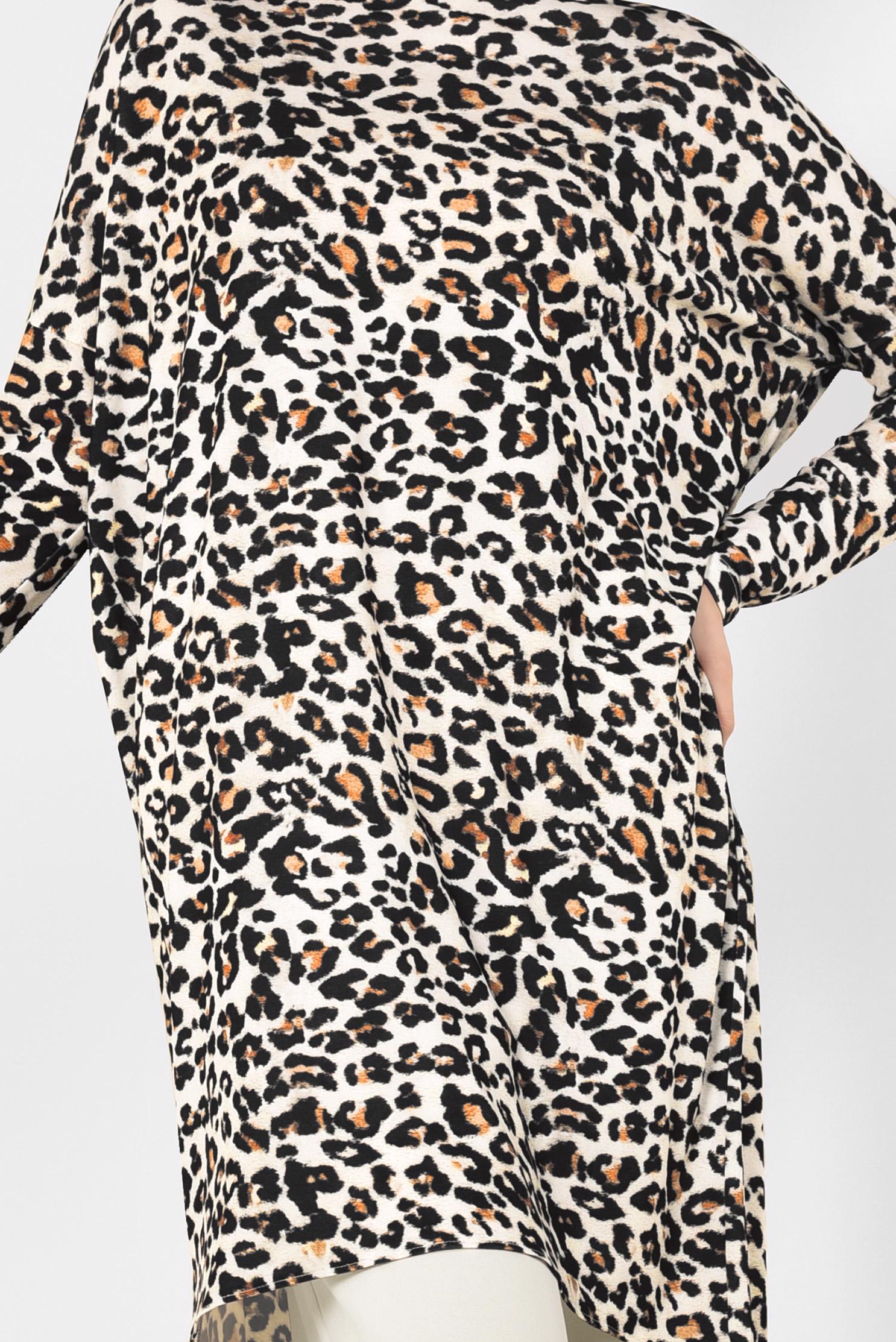 Tesettür giyim SİYAH LEOPAR DESENLİ TUNİK 4918