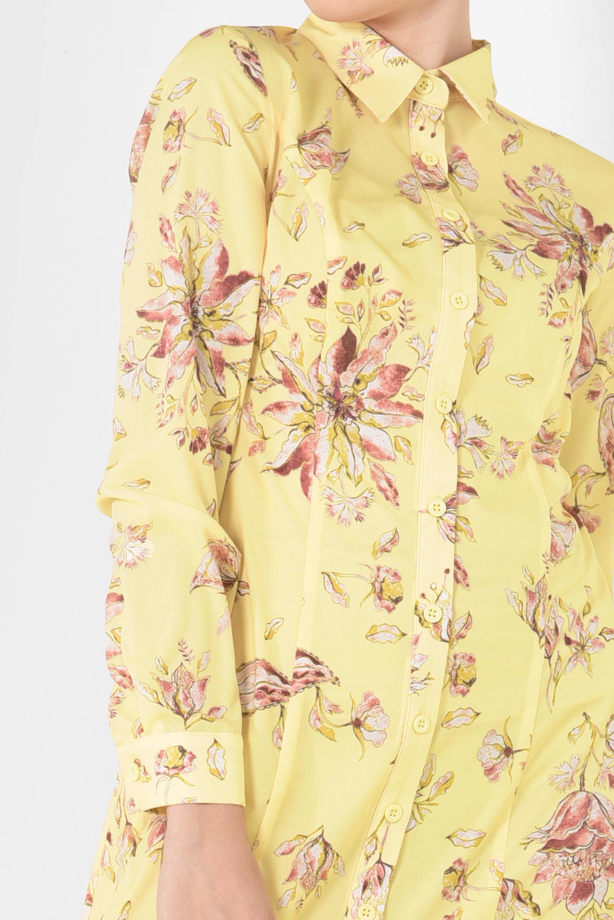 Tesettür giyim SARI FLORAL DESENLİ UZUN TUNİK 4940