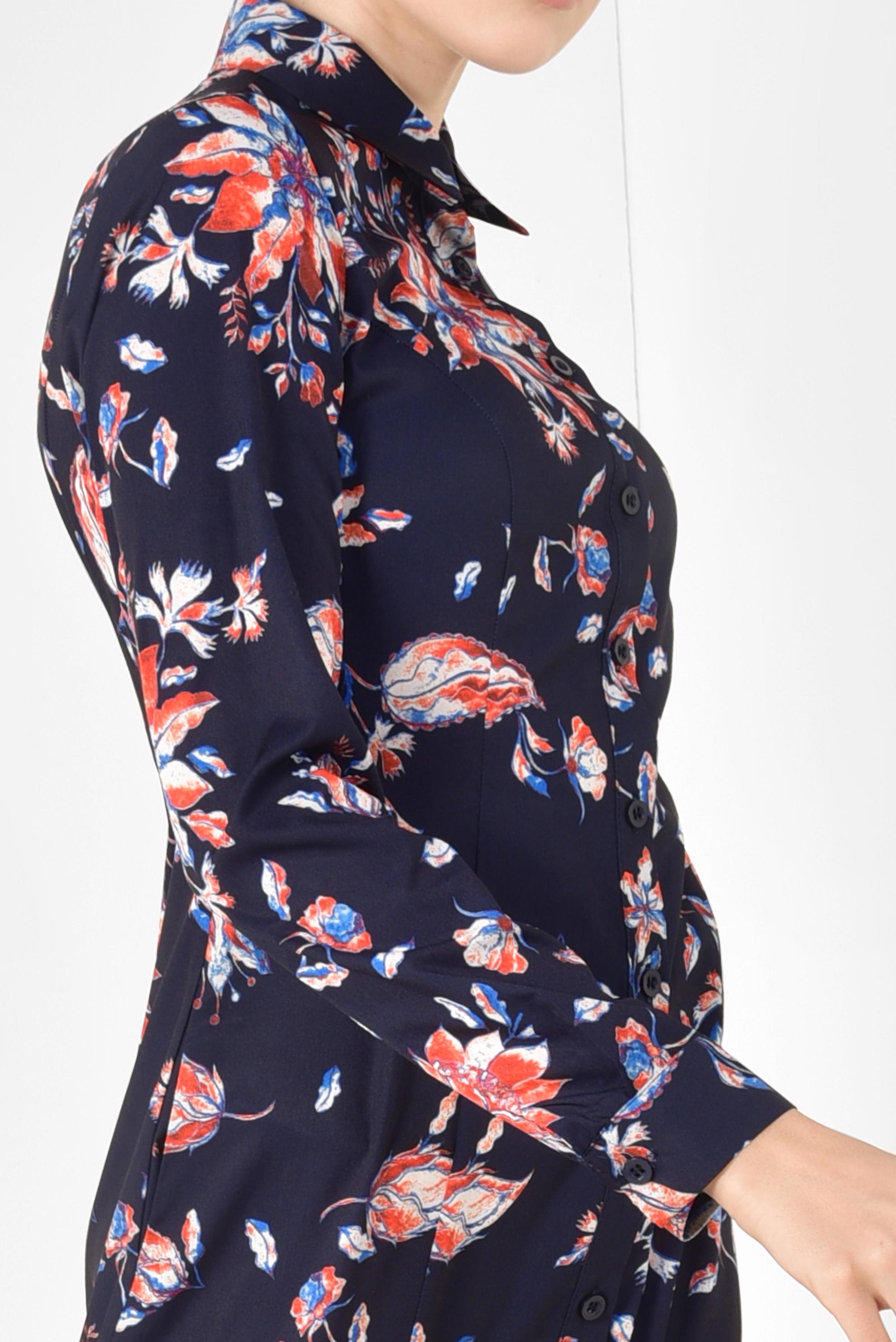 Tesettür giyim LACİVERT FLORAL DESENLİ UZUN TUNİK 4940