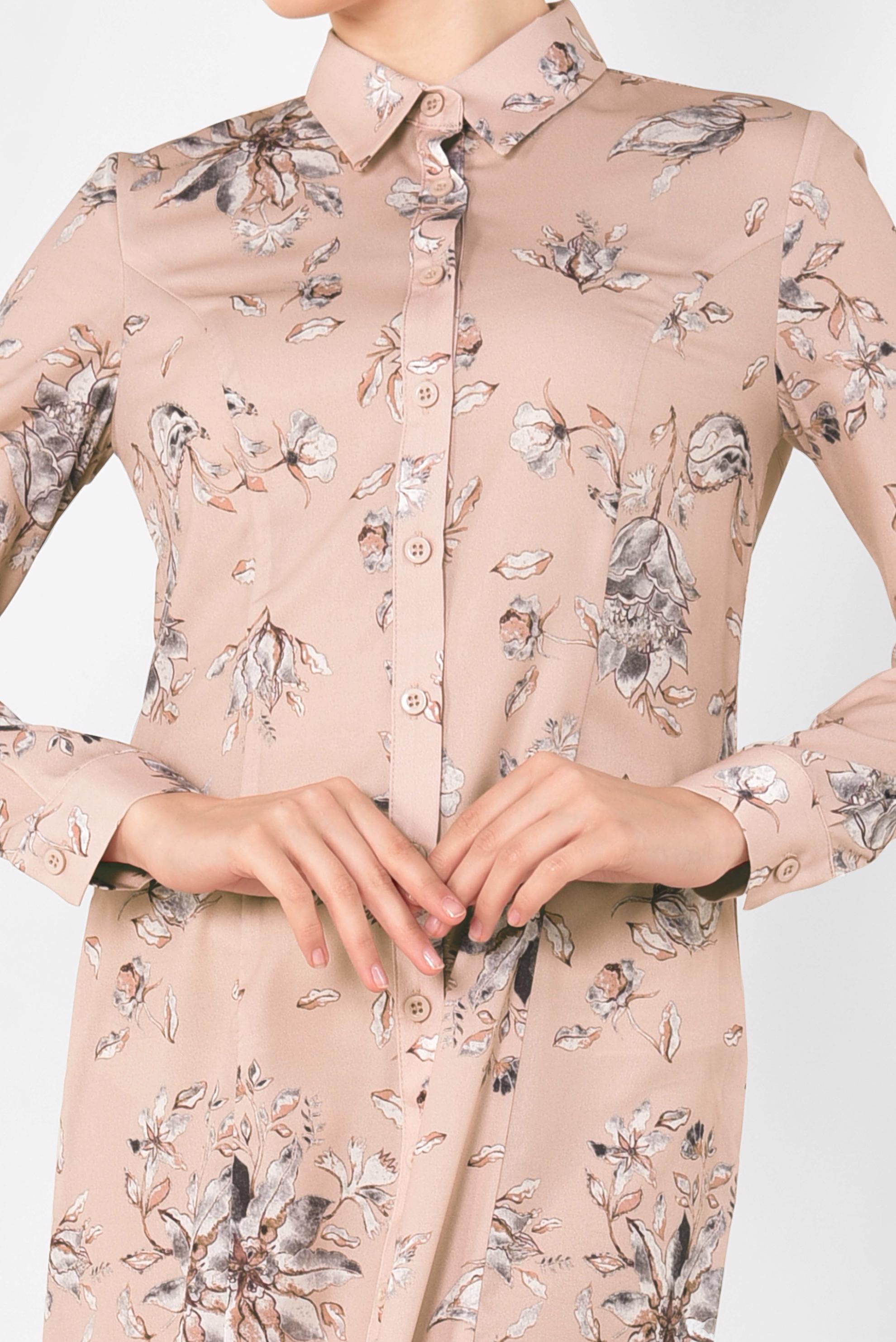 Tesettür giyim PUDRA FLORAL DESENLİ UZUN TUNİK 4940