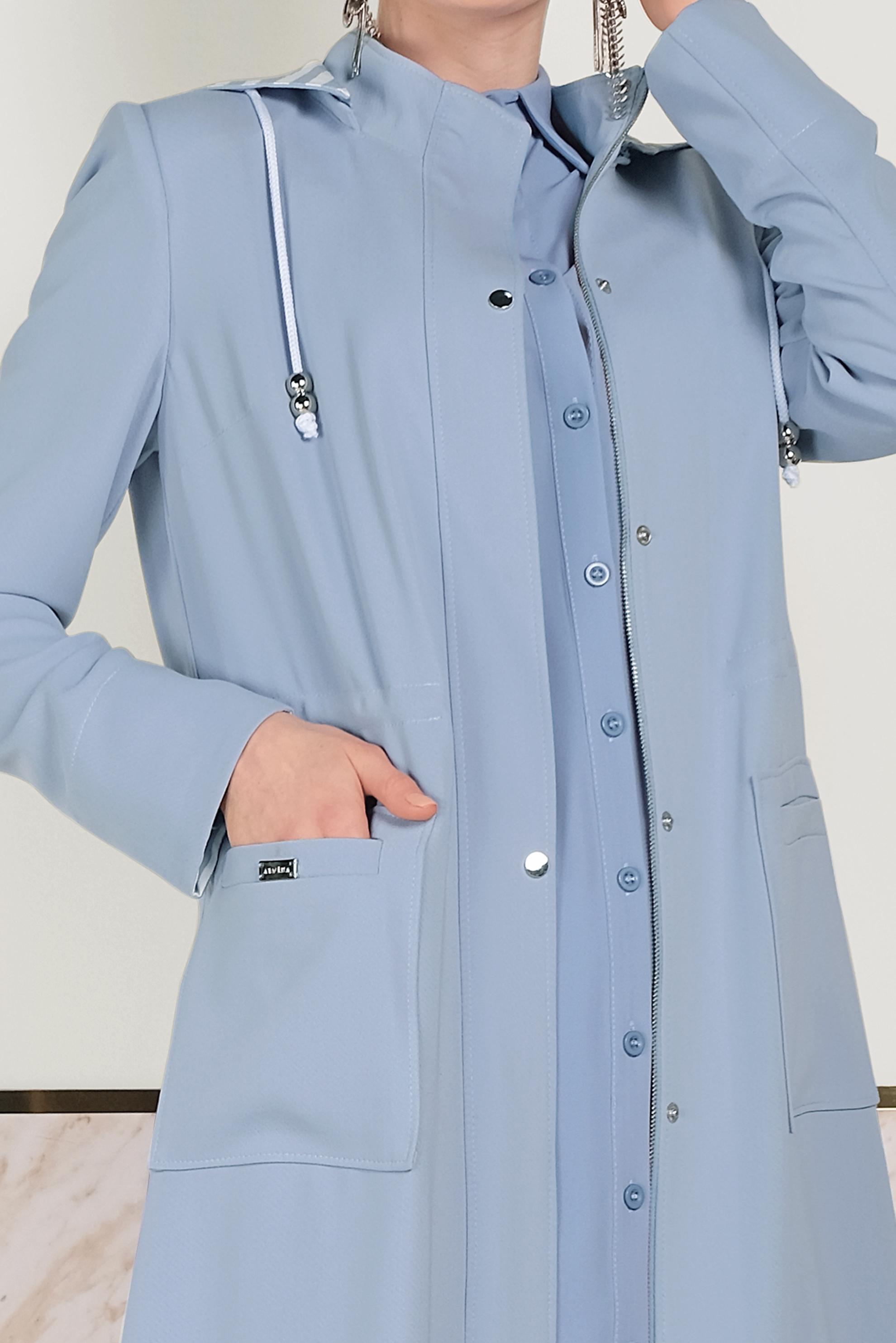 Tesettür giyim MAVİ KAPÜŞONLU FERMUARLI TRENÇKOT 10150