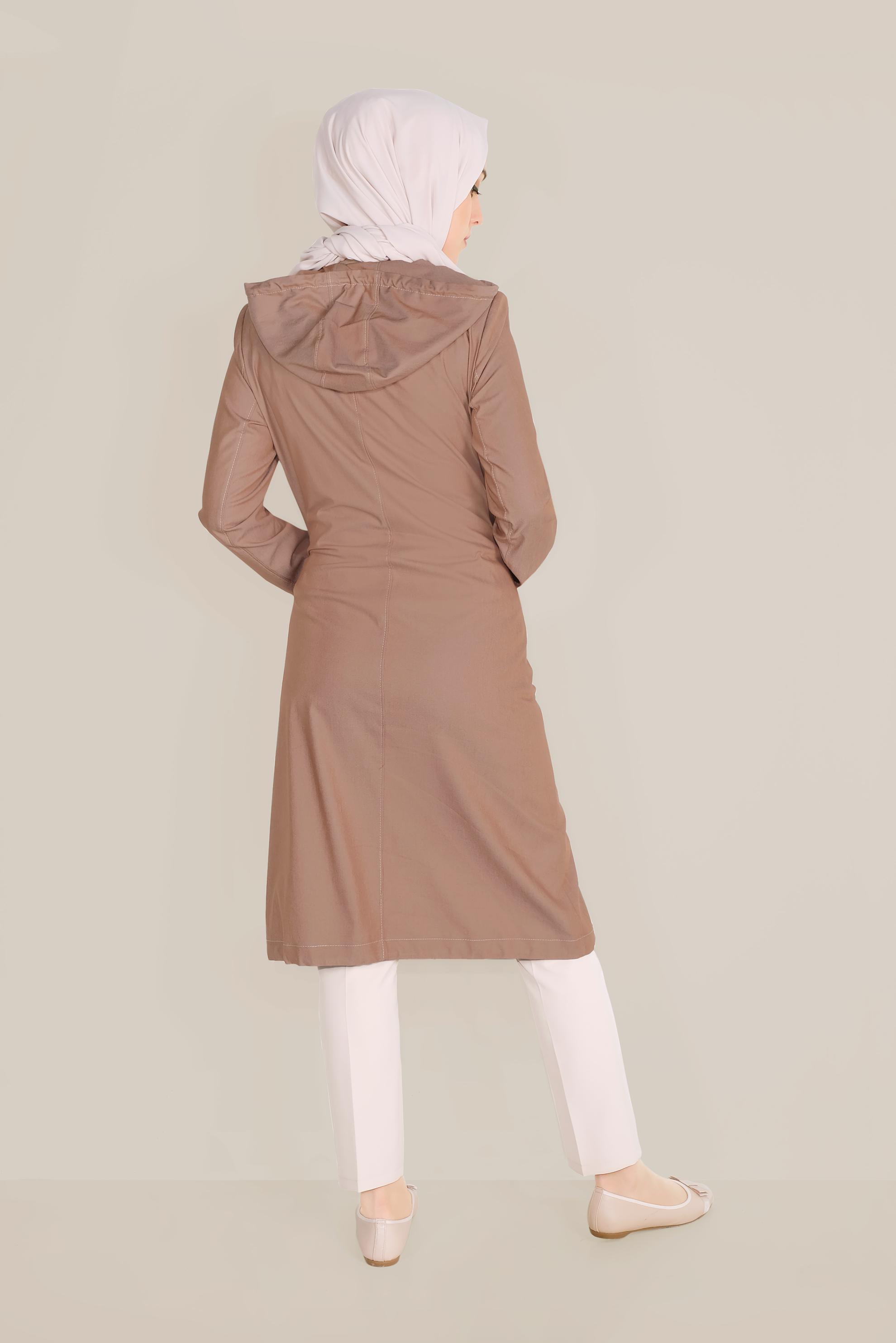 Tesettür giyim KAHVE ÇITÇITLI TRENÇKOT 10152