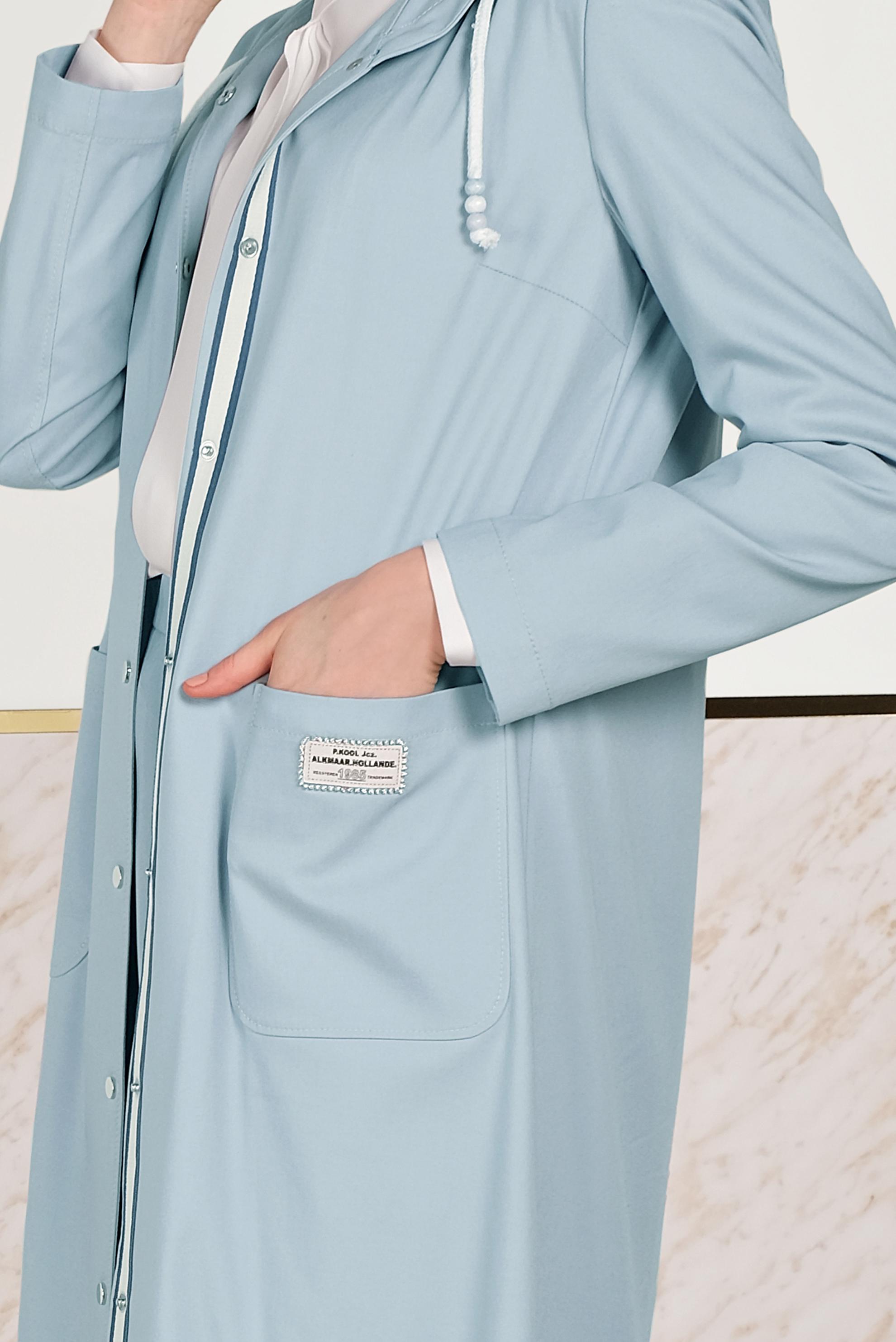 Tesettür giyim MAVİ ÇITÇITLI TRENÇKOT 10152