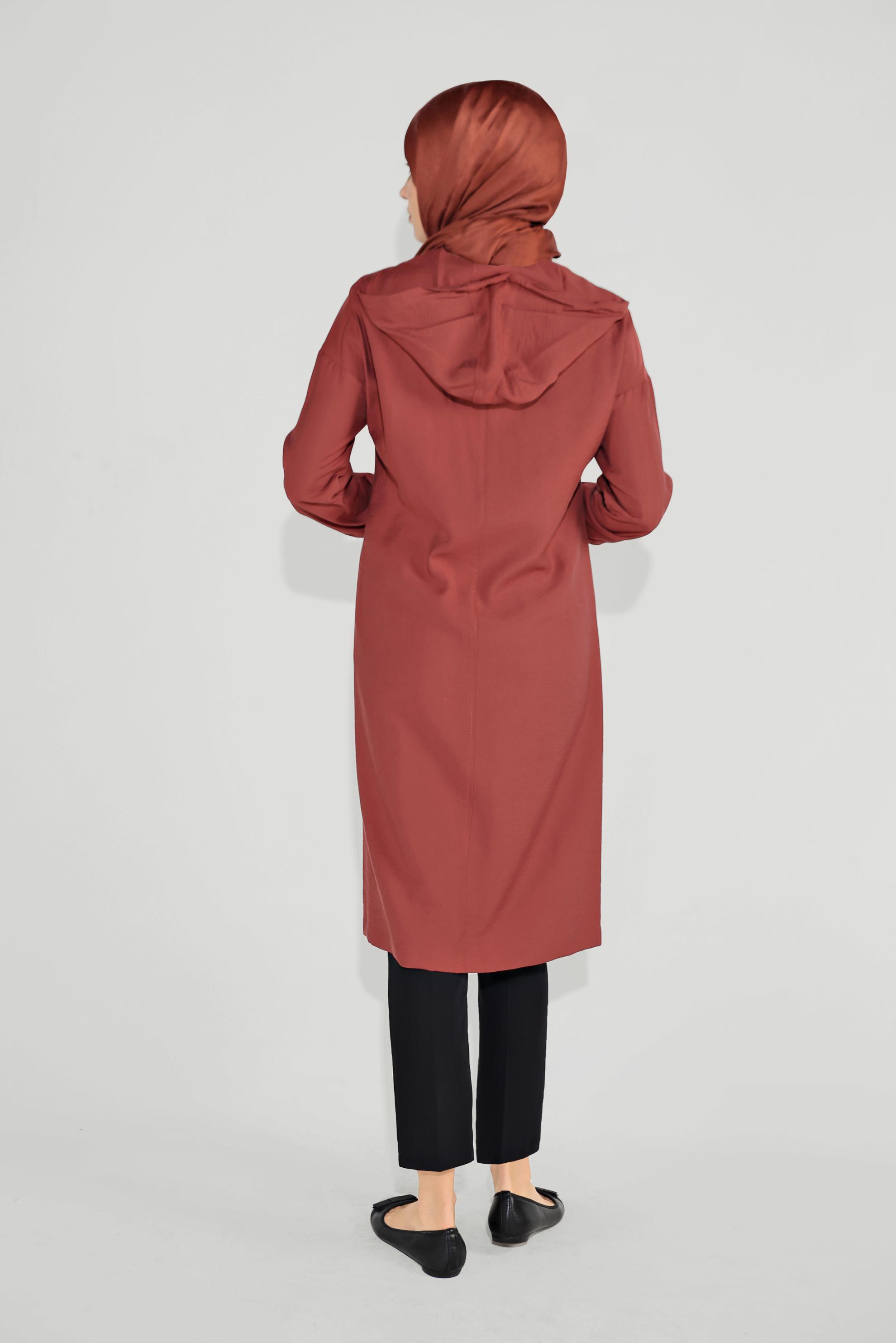 Tesettür giyim BORDO FERMUARLI SPOR TRENÇKOT 10154