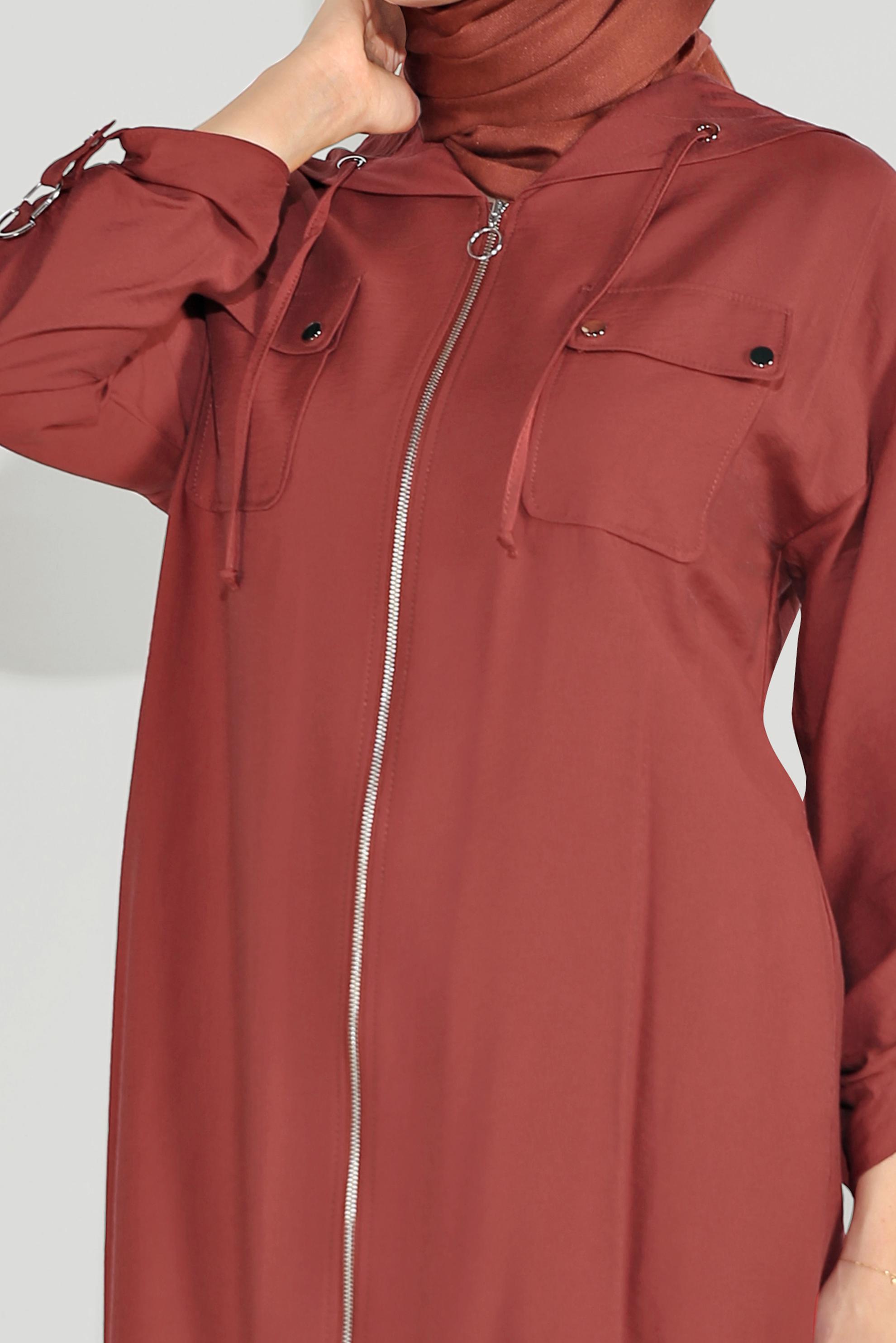 Tesettür giyim BORDO FERMUARLI SPOR TRENÇKOT 10154