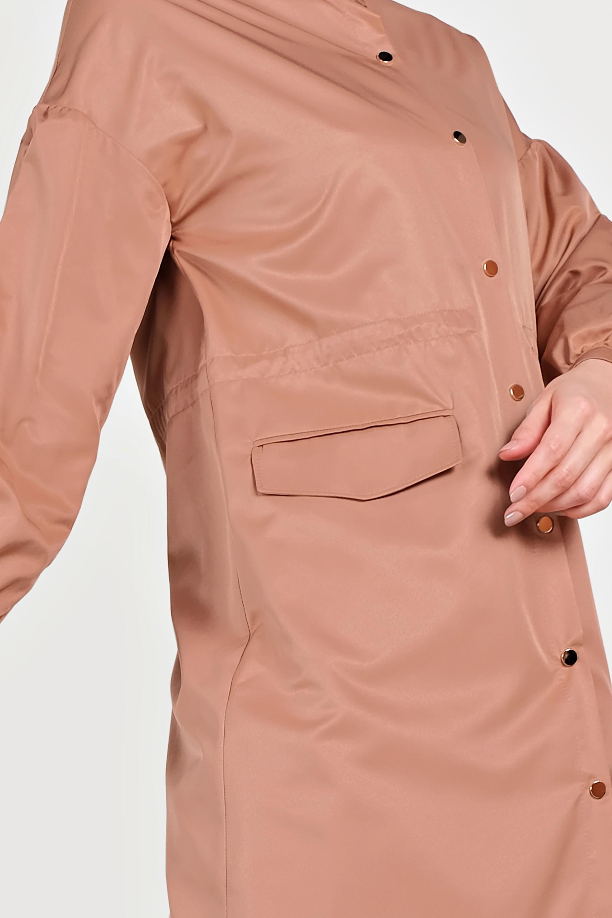 Tesettür giyim PEMBE HAKİM YAKA BALON KOL ÇITÇITLI TRENÇKOT 10193