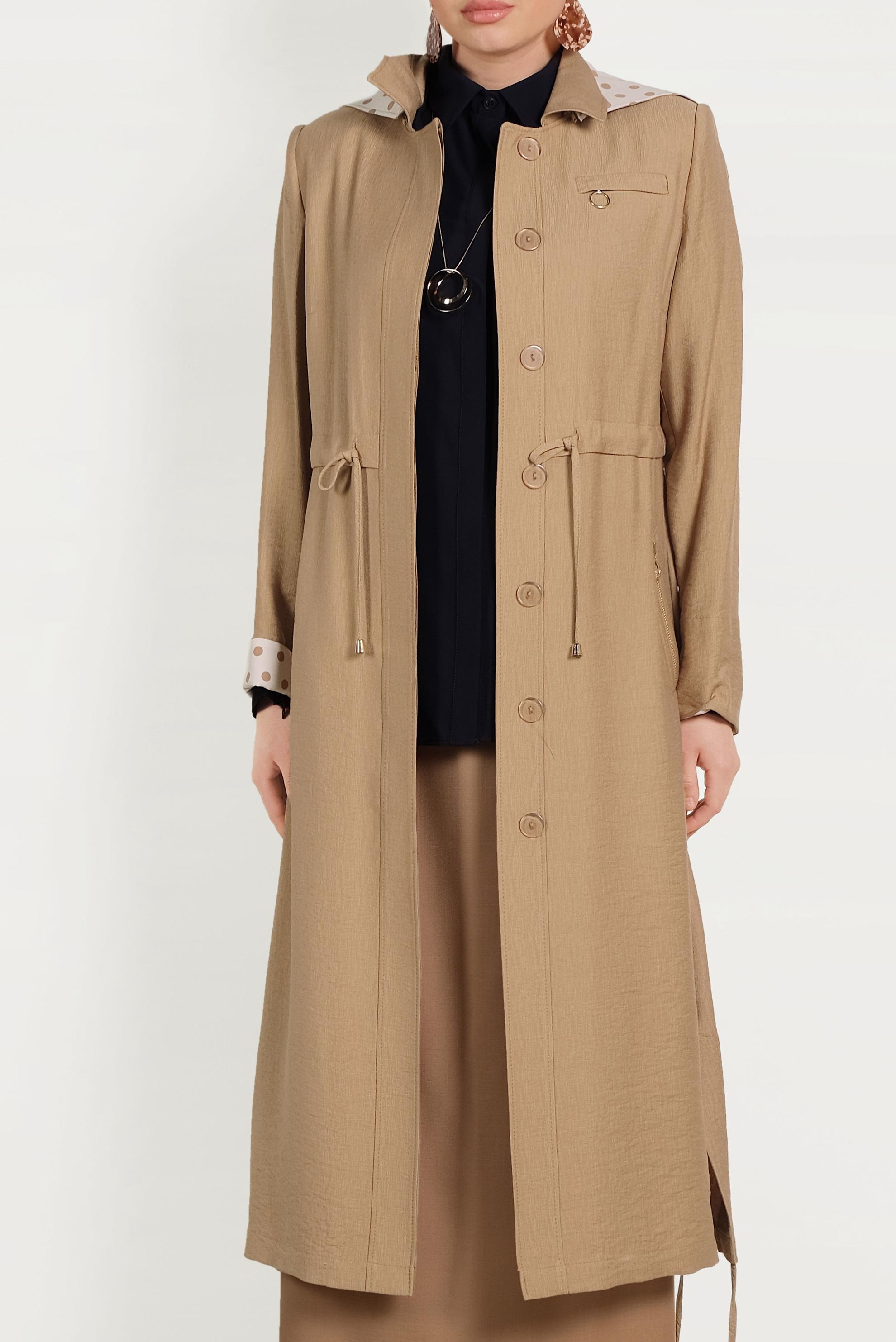 BUTTONED TRENCH-COAT WITH POLKA-DOT LINE ALVİNA