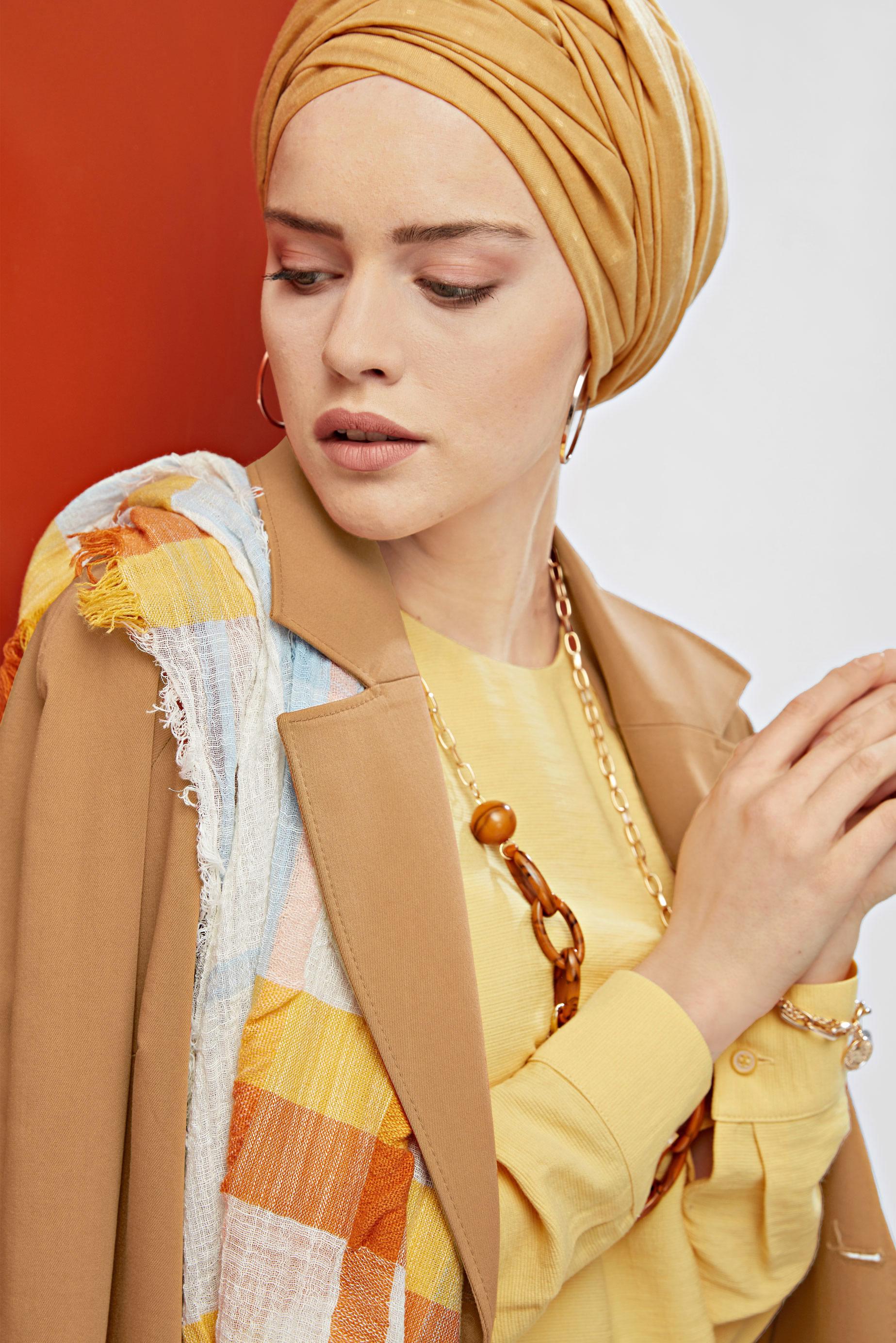 Tesettür giyim KAHVE KRUVAZE DÜĞMELİ TRENÇKOT 10198