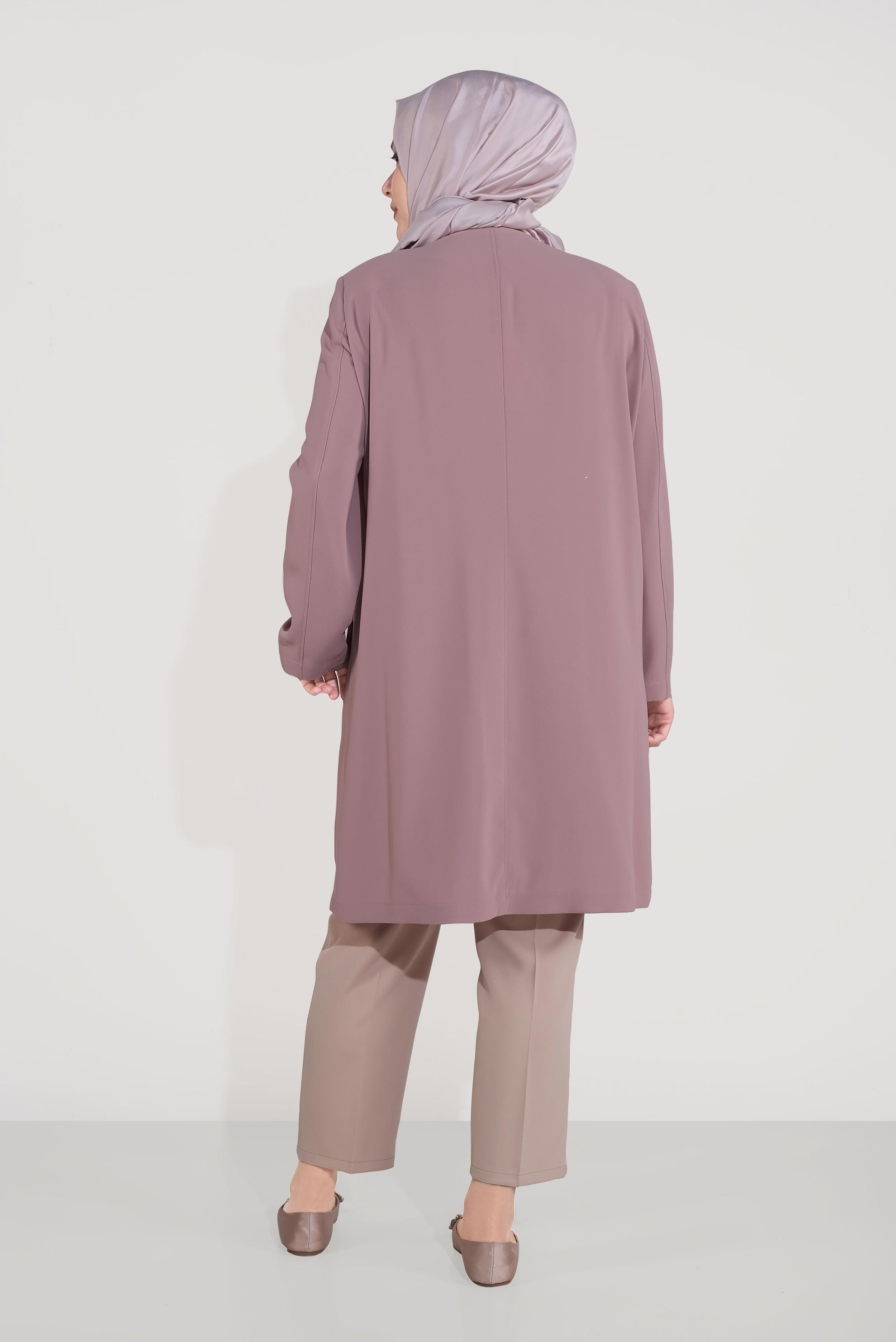 Vêtements hijab POUDRE TRENCH-COAT BRODÉ À BOUTONS 10234