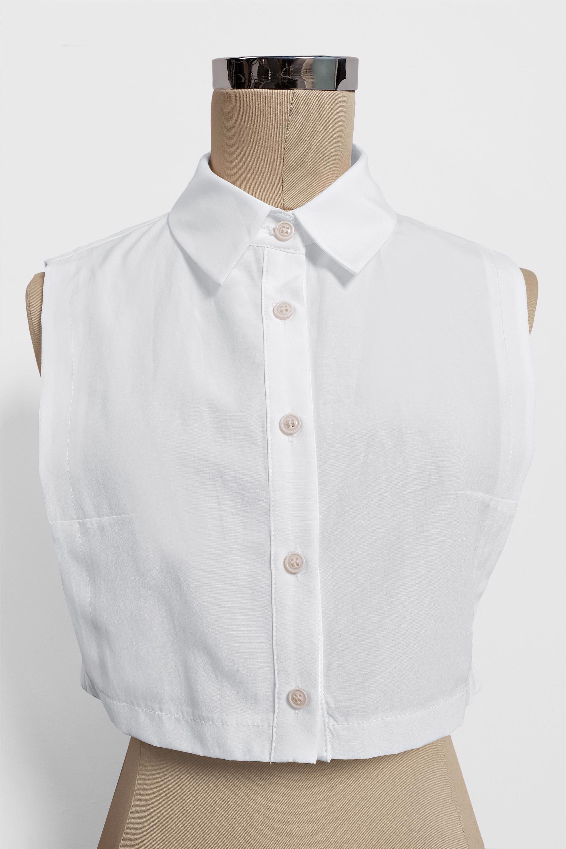 Tesettür giyim BEYAZ SİVRİ YAKA DÜĞMELİ BLUZ YAKALIK 4406