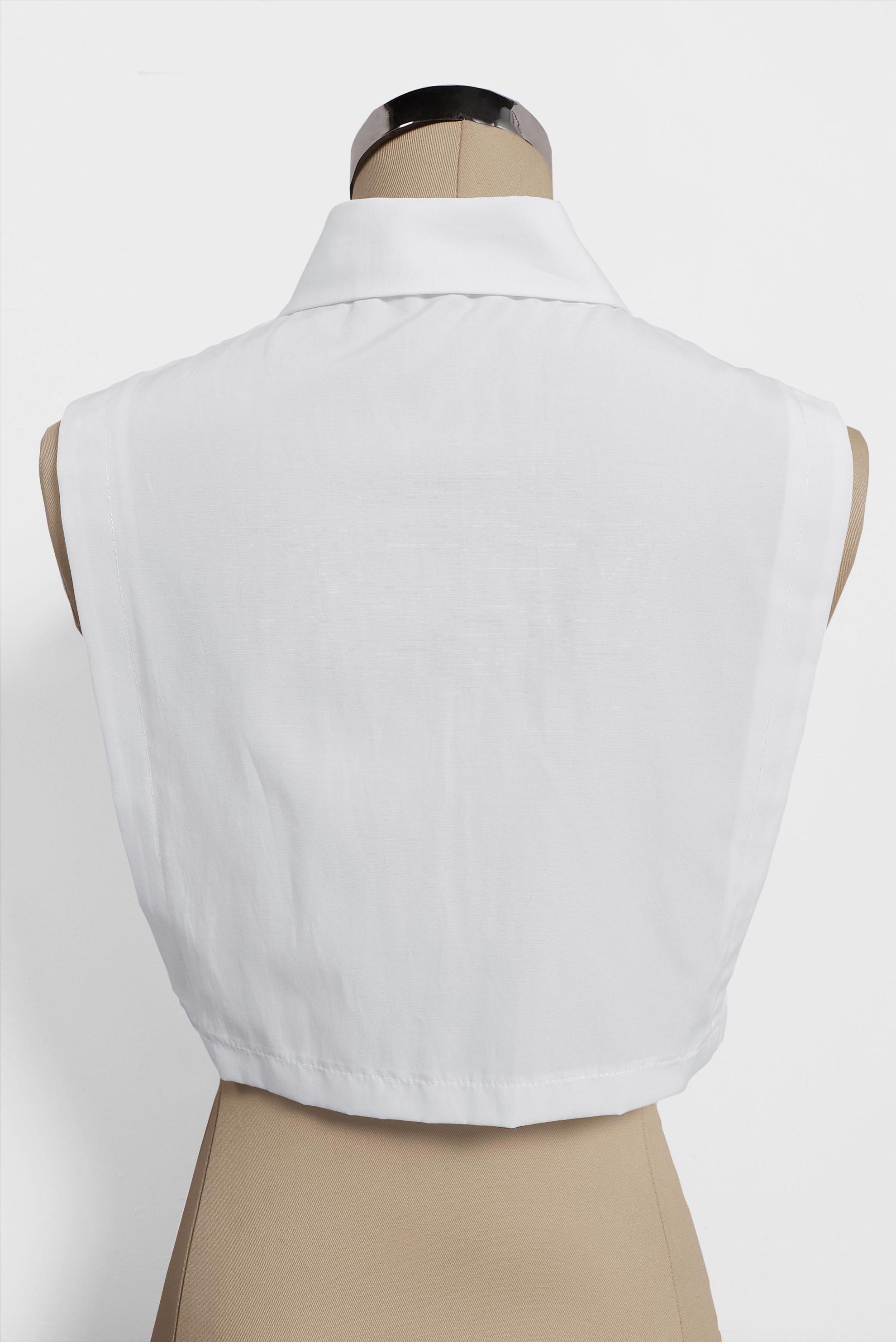 Tesettür giyim BEYAZ SİVRİ YAKA DÜĞMELİ BLUZ YAKALIK 4406