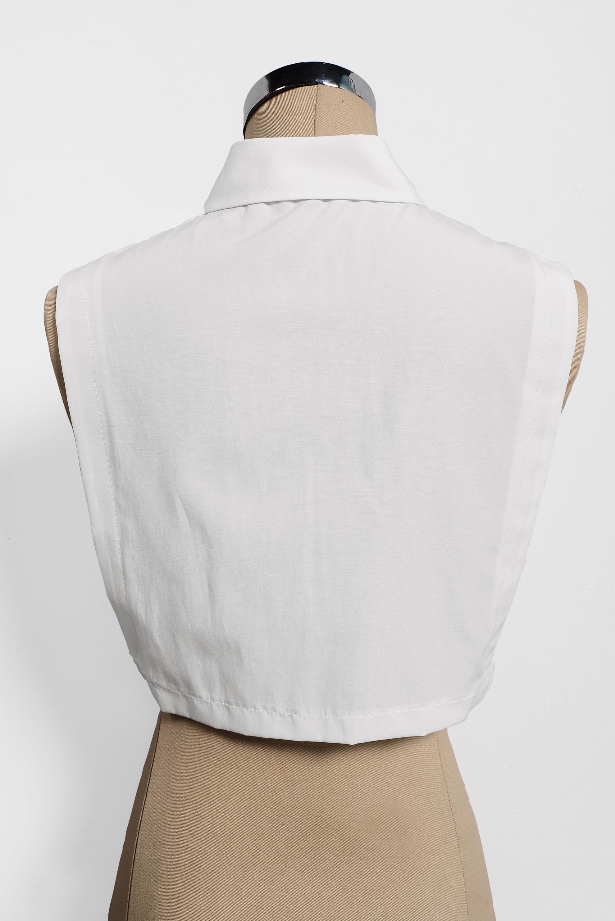 Tesettür giyim BEYAZ SİVRİ YAKA DÜĞMELİ BLUZ YAKALIK 4406