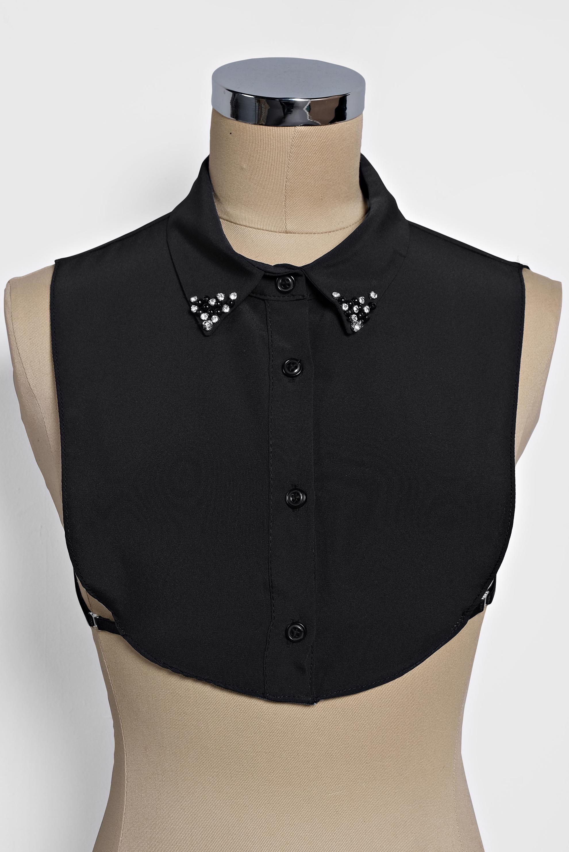 Tesettür giyim SİYAH BONCUK İŞLEMELİ BLUZ YAKALIK 4407