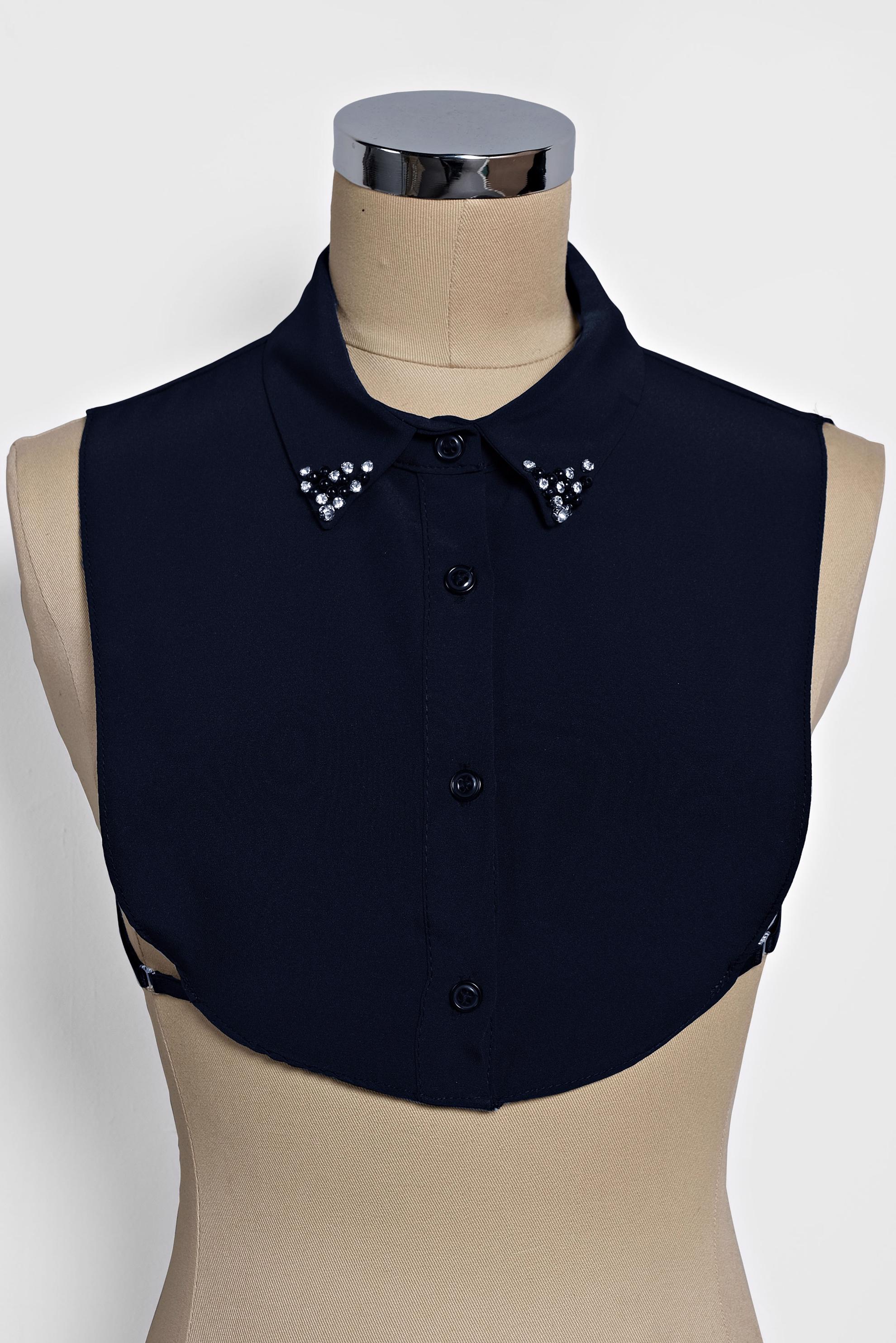 Tesettür giyim LACİVERT BONCUK İŞLEMELİ BLUZ YAKALIK 4407