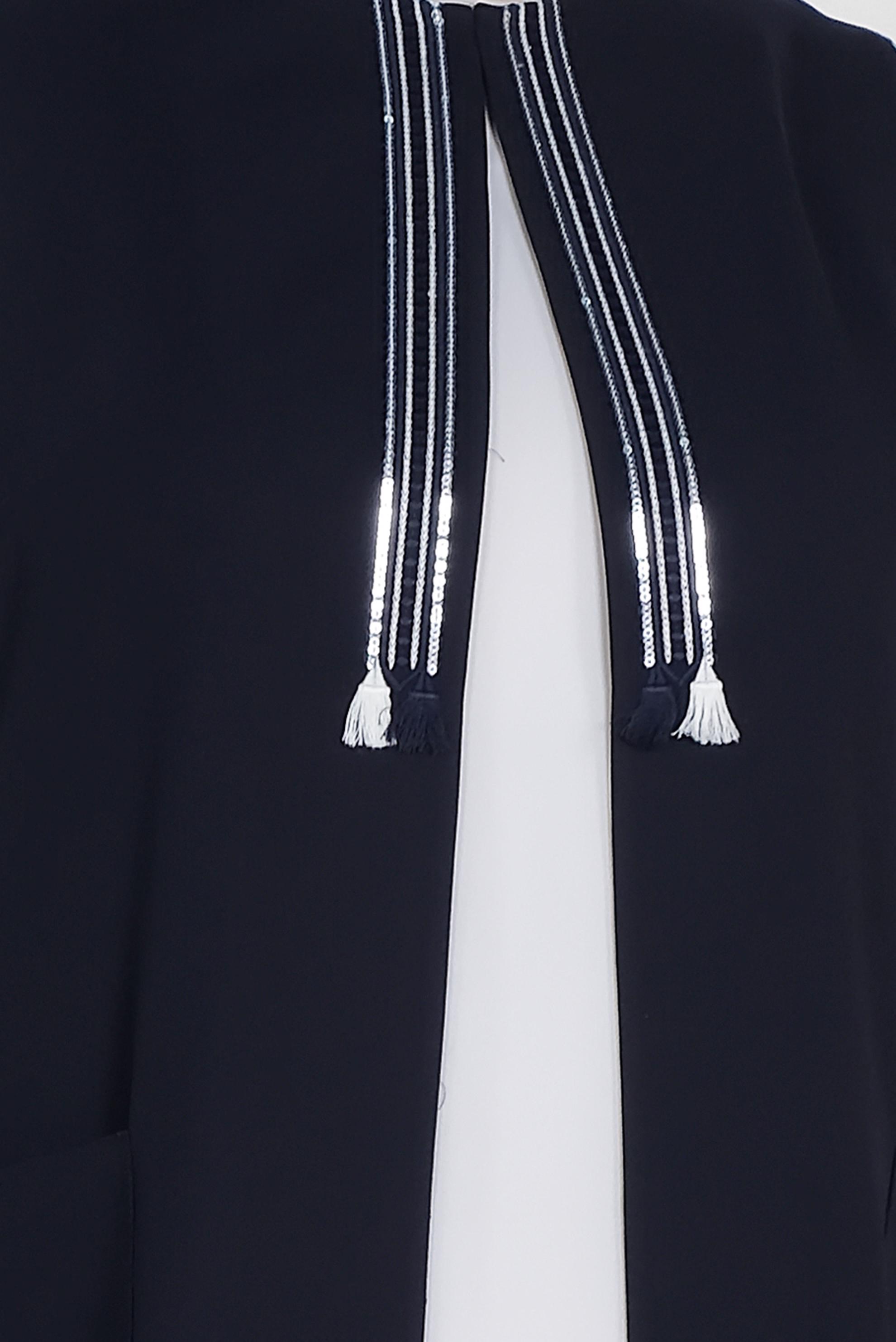 Vêtements hijab BLEU MARINE GILET À FRANGES DÉTAIL PAILLETTES 2879